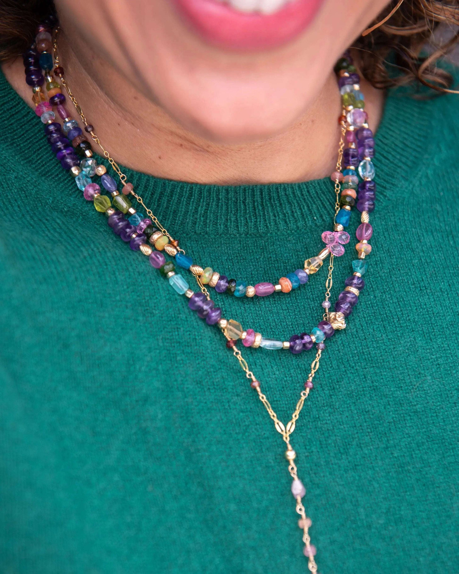 Colorful Beaded Gemstone Gemfetti Necklace Vida Jewelry Designs
