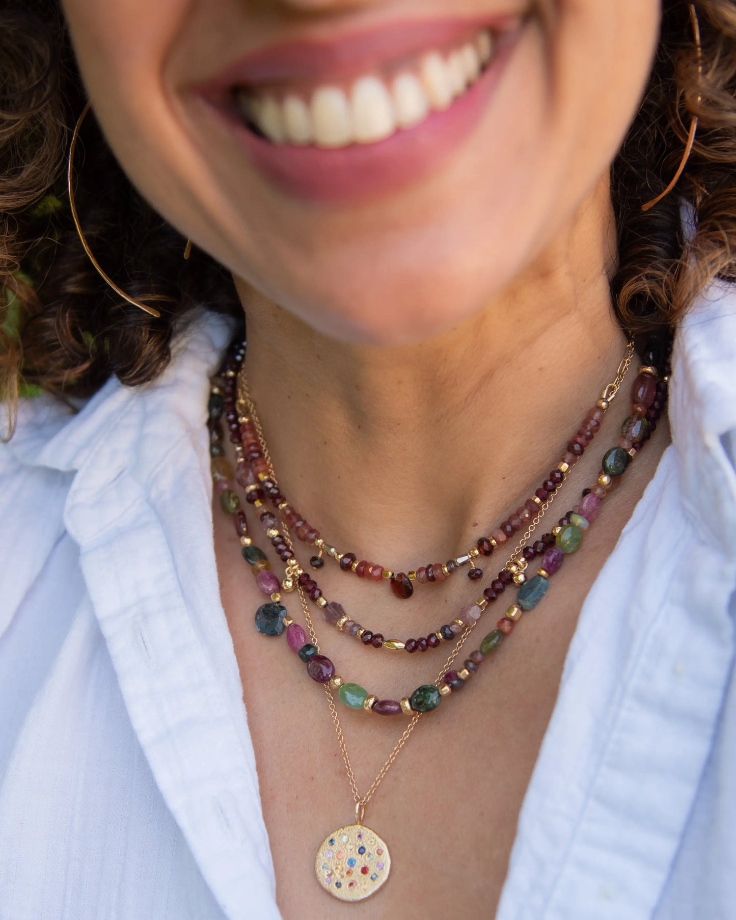 Garnet & Spinel Beaded Gemstone Necklace