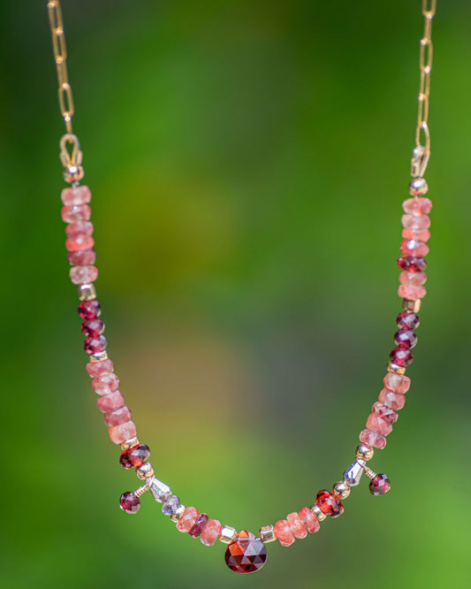 Andesine & Garnet Beaded Chain Necklace Vida Jewelry Designs