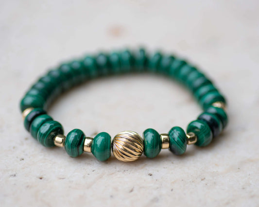 Genuine Malachite Beaded Bracelet Vida Jewelry Designs