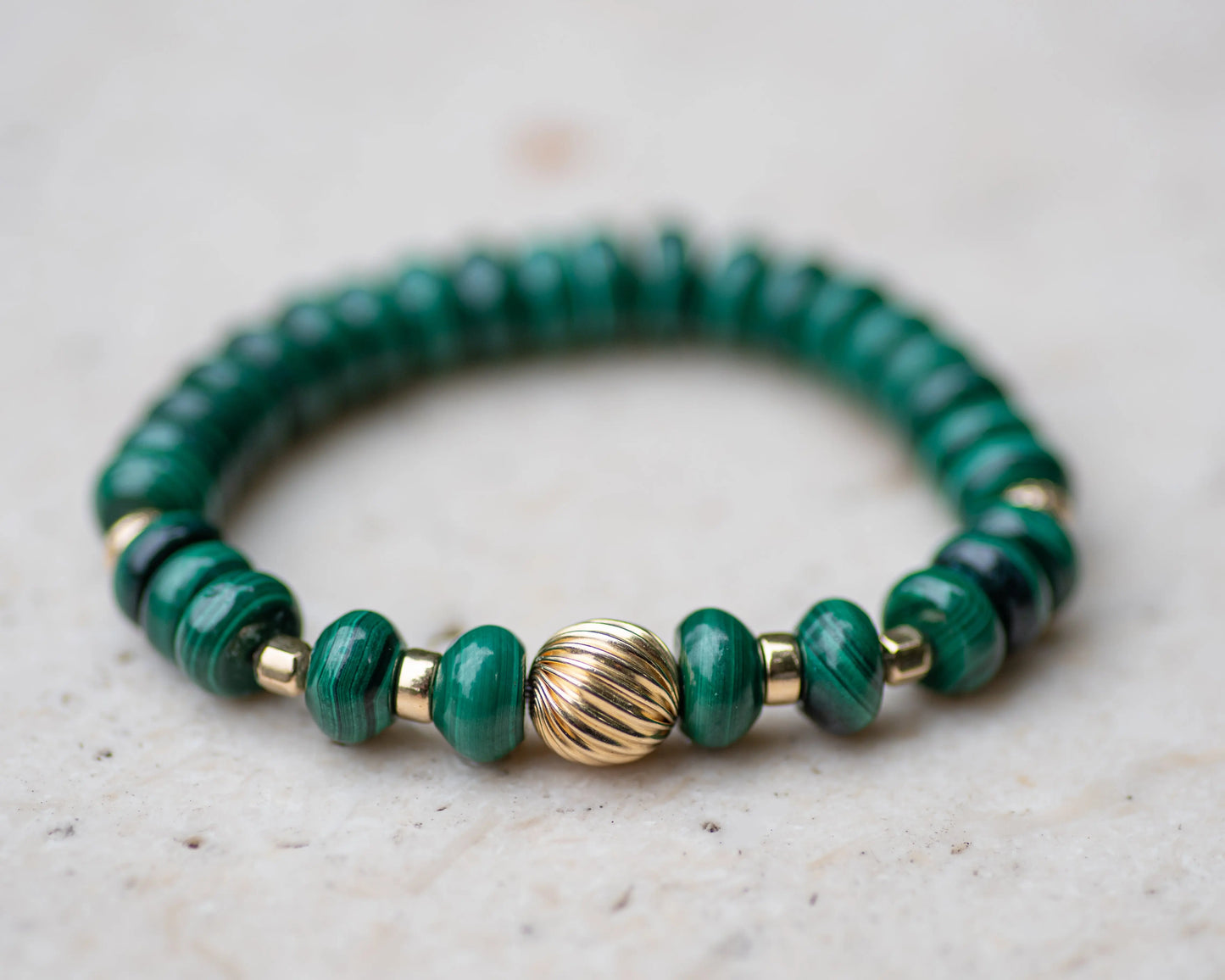 Genuine Malachite Beaded Bracelet