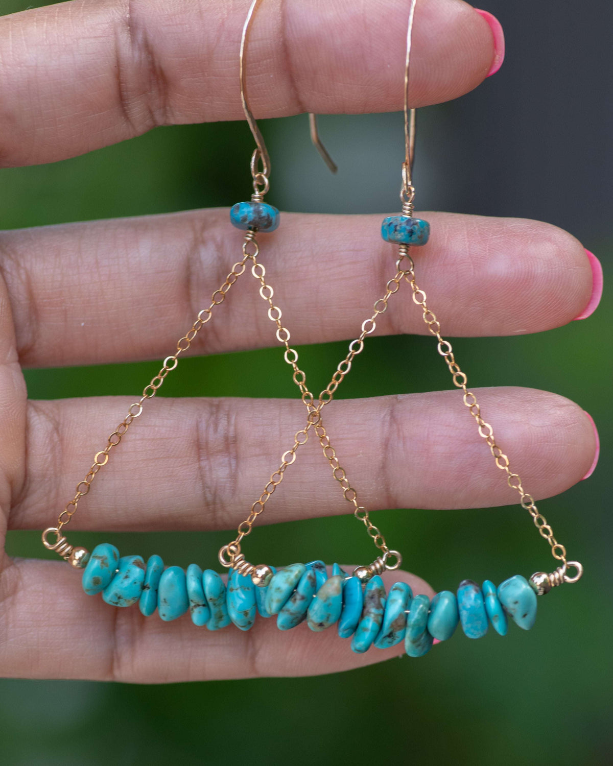 Turquoise Chip Parachute Earrings