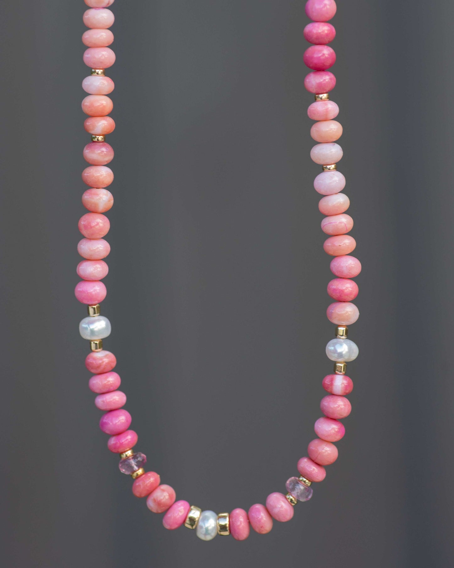 Pink Opal and Pearl Necklace