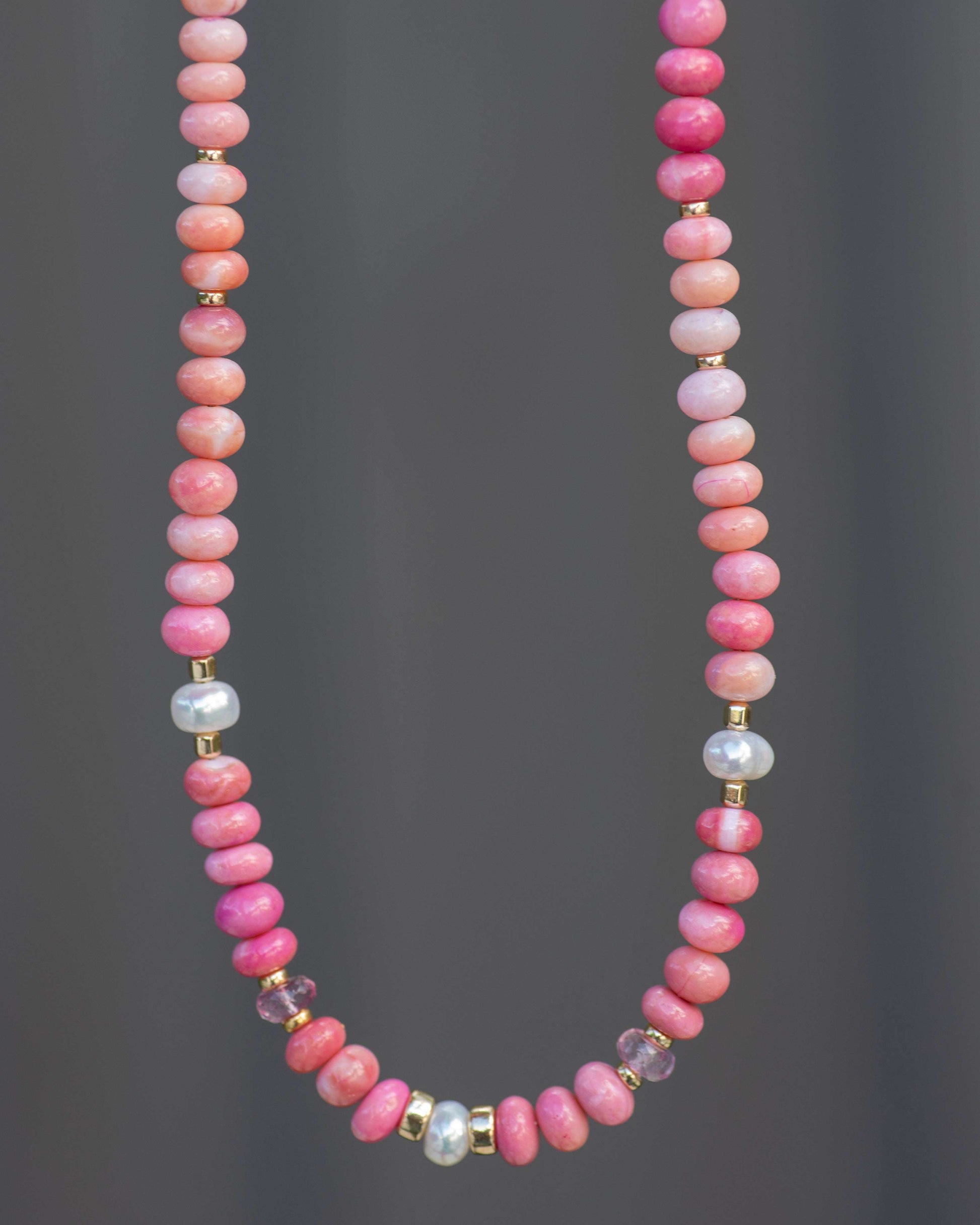 Pink Opal and Pearl Necklace