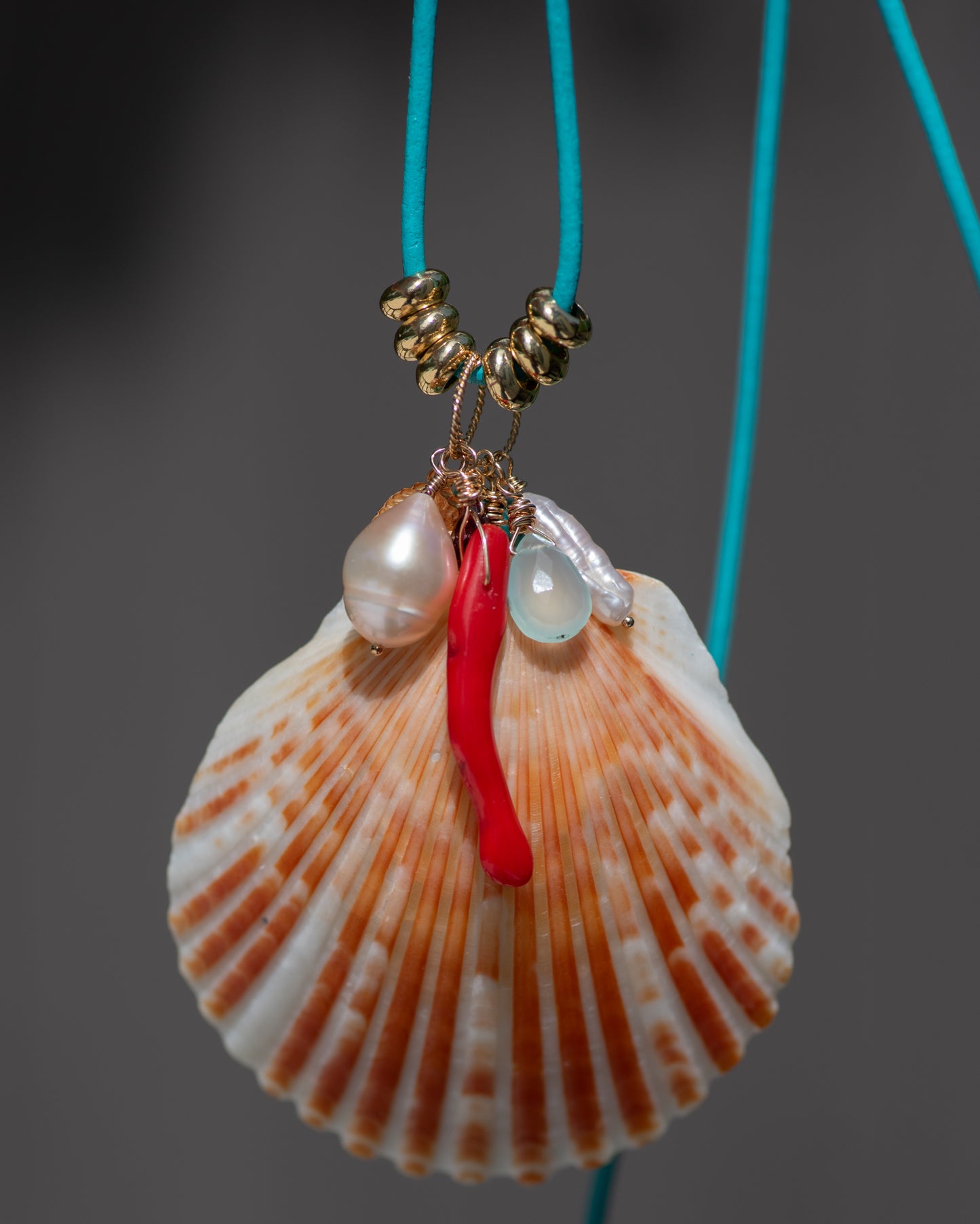 Florida Shell Charm Leather Necklace