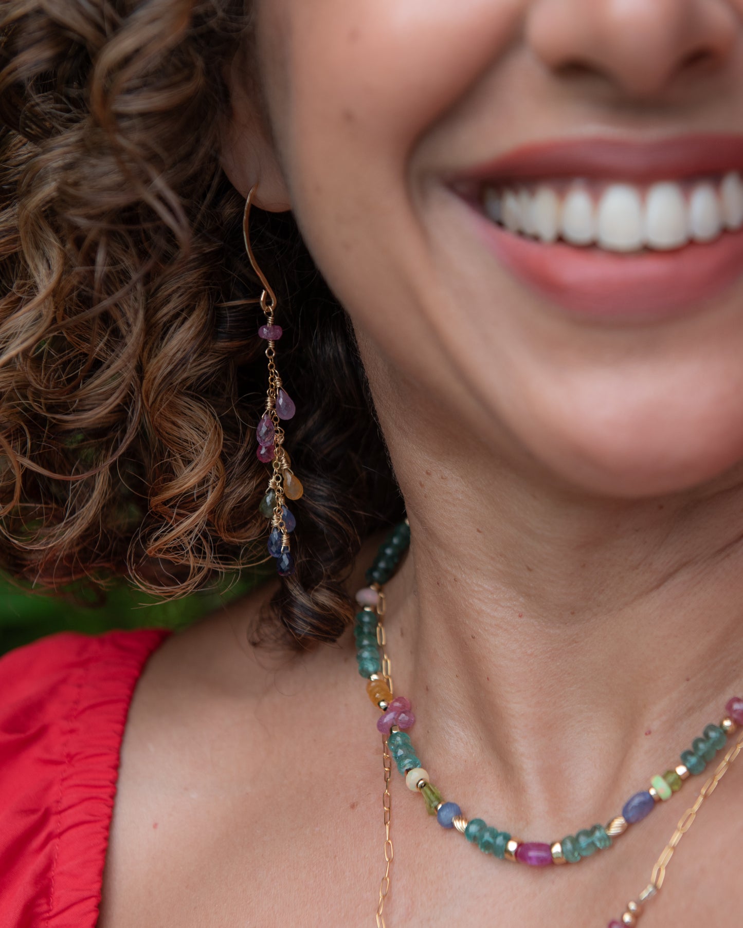 Rainbow Sapphire Dangle Earrings
