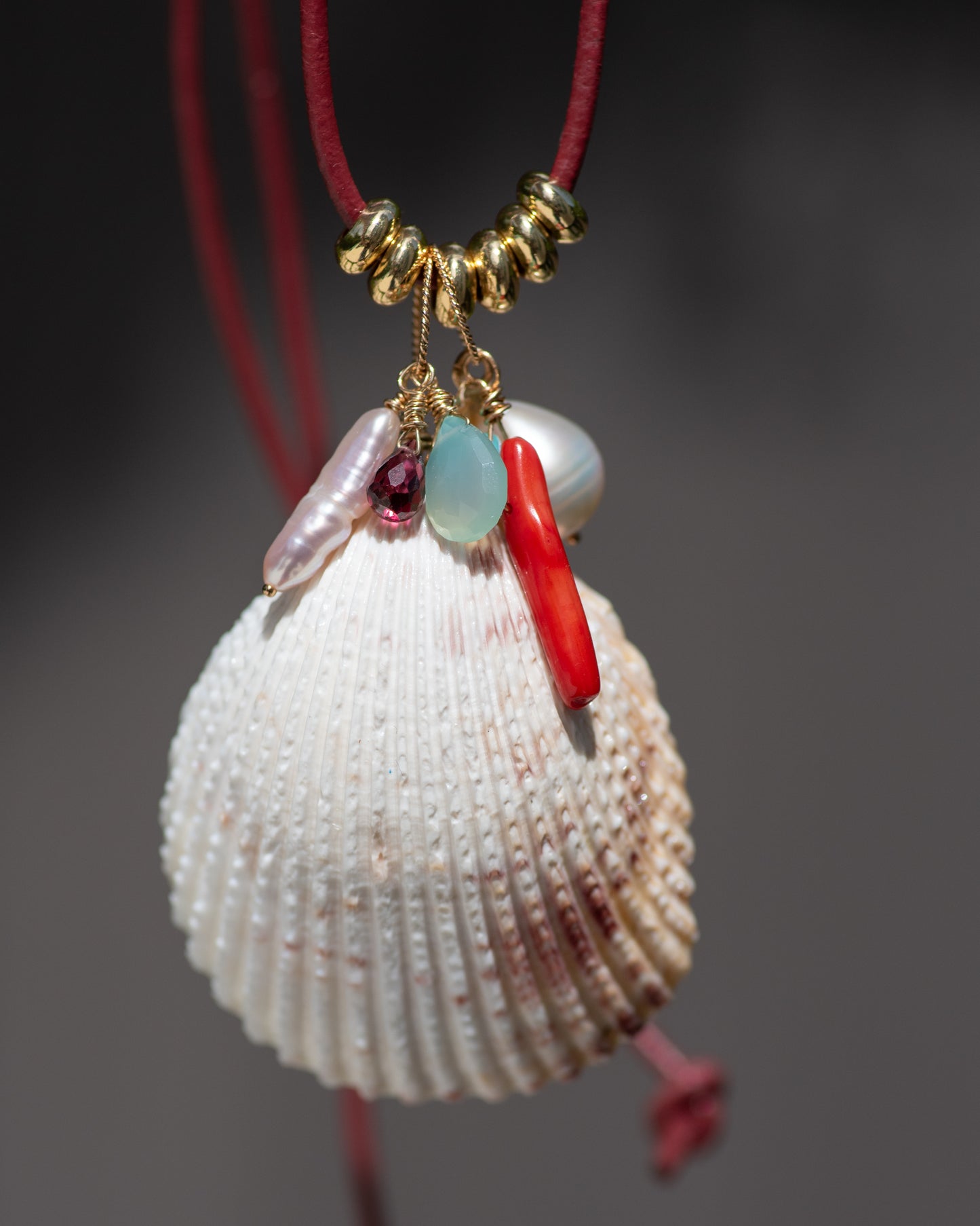 Florida Shell Charm Leather Necklace