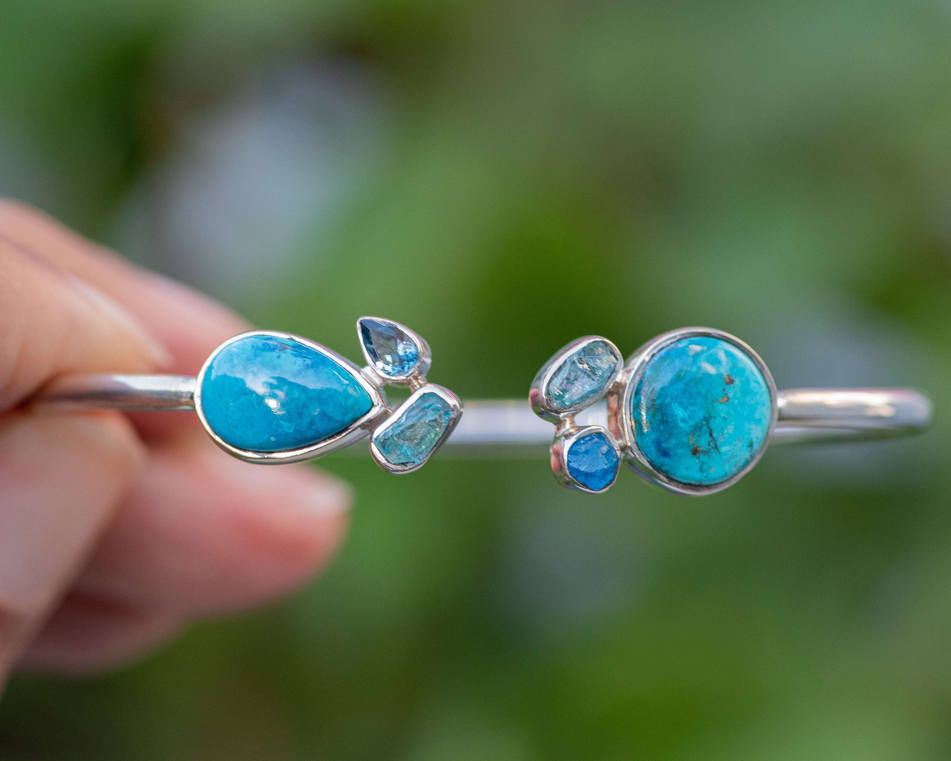 Sterling Silver Gemstone Flexible Cuff