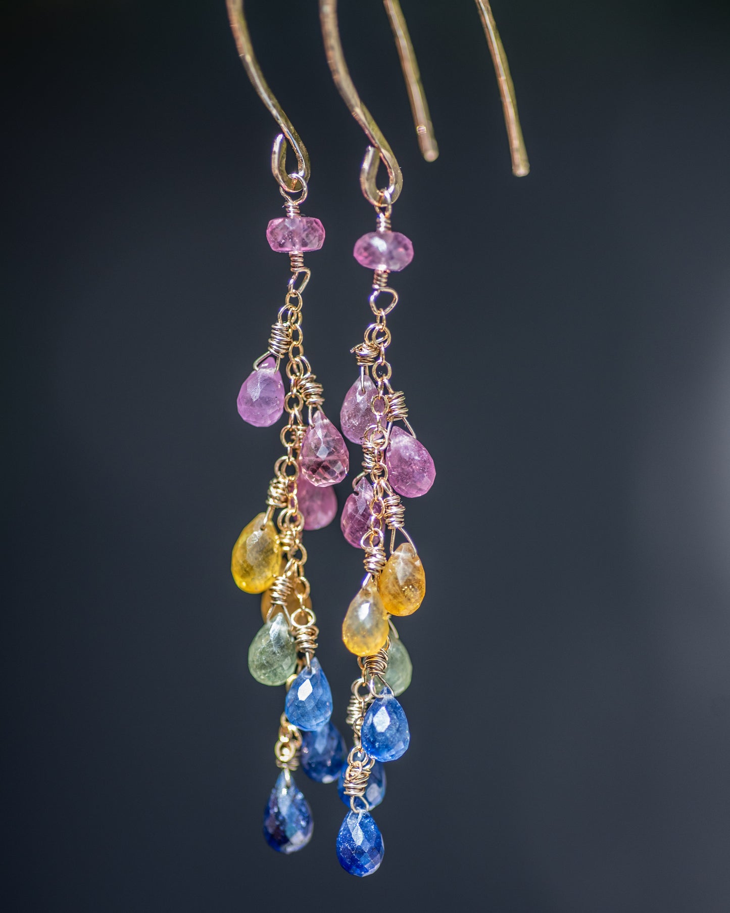 Rainbow Sapphire Dangle Earrings