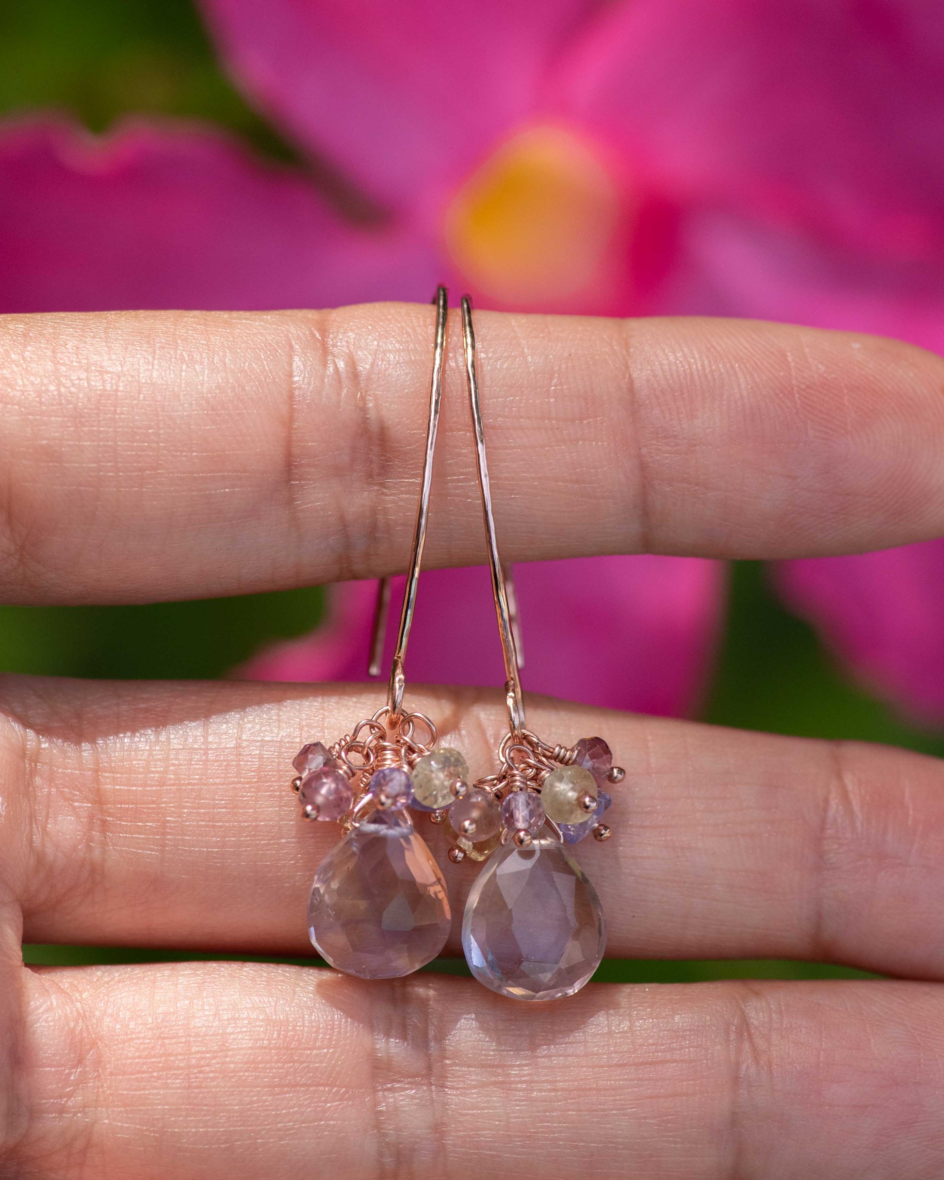 ametrine rose gold earrings