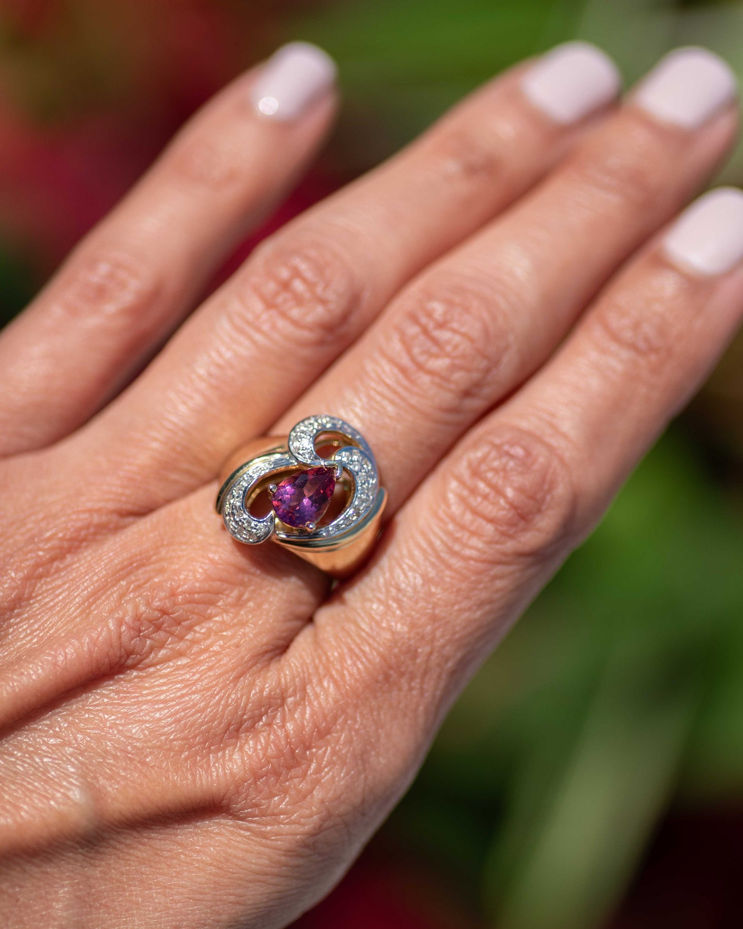 14kt Gold Pink Tourmaline & Diamond Ring