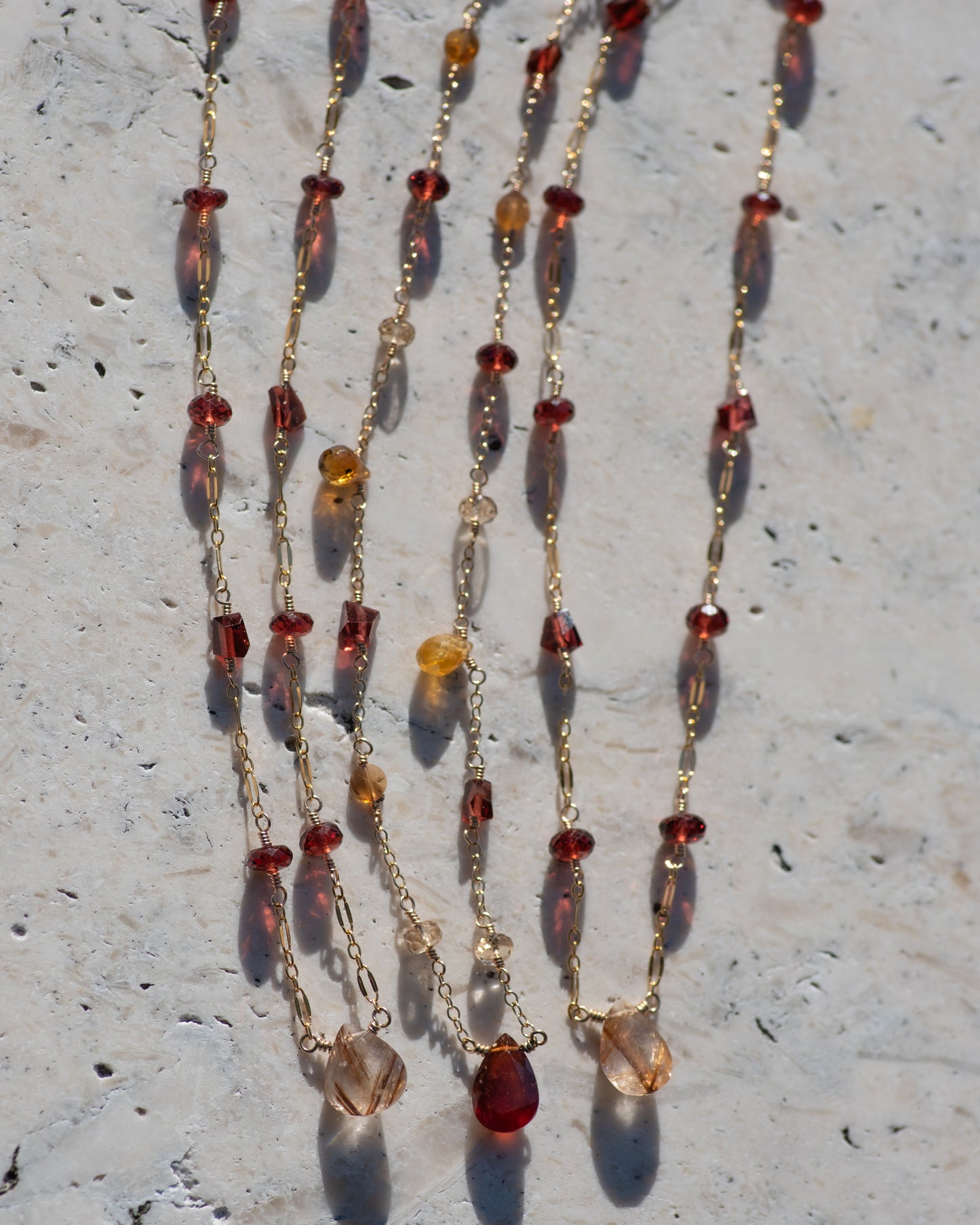 Golden Rutilated Quartz & Garnet Necklace
