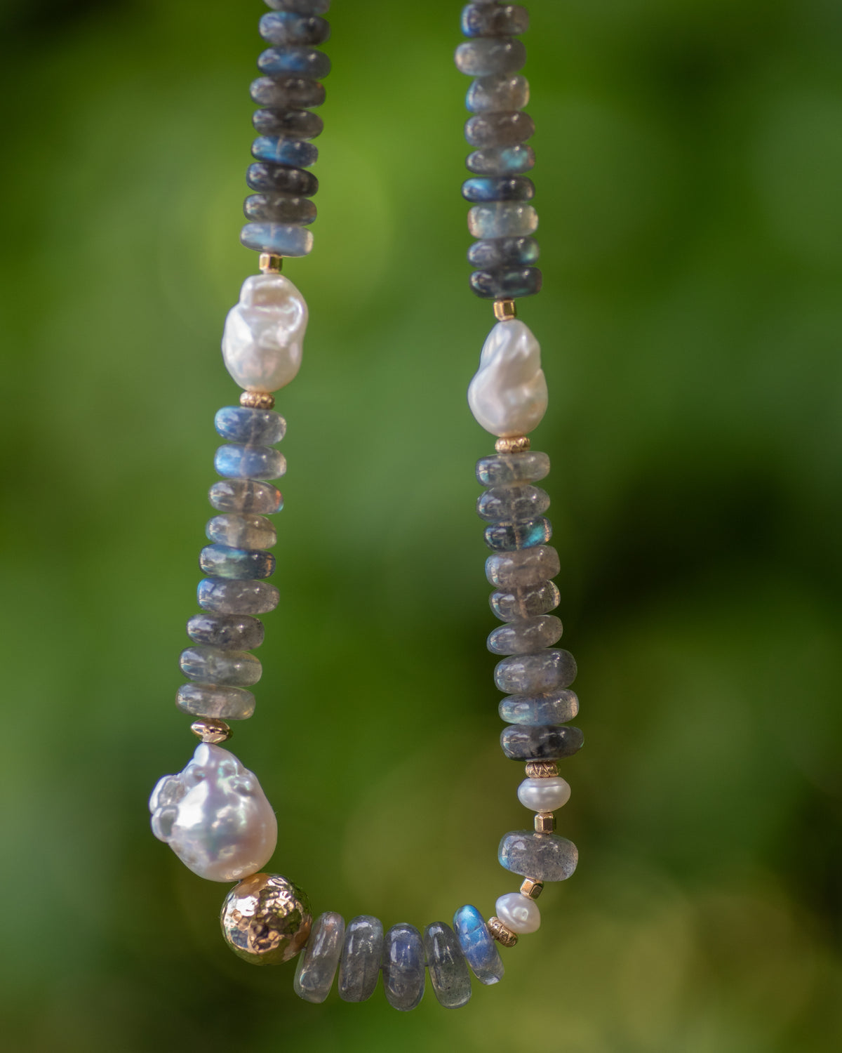 Labradorite & Baroque Pearl Statement Necklace