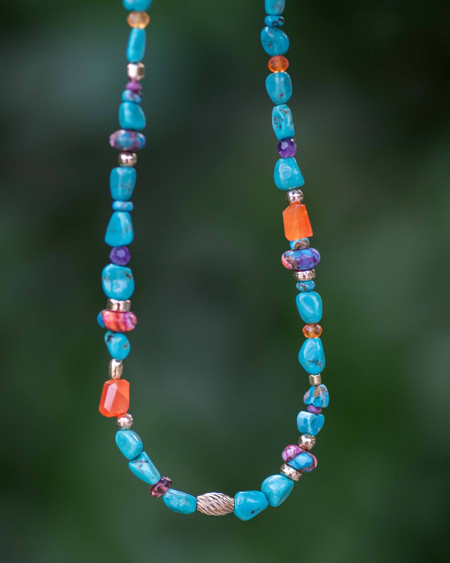 Genuine Turquoise Nugget Colorful Gemstone Necklace