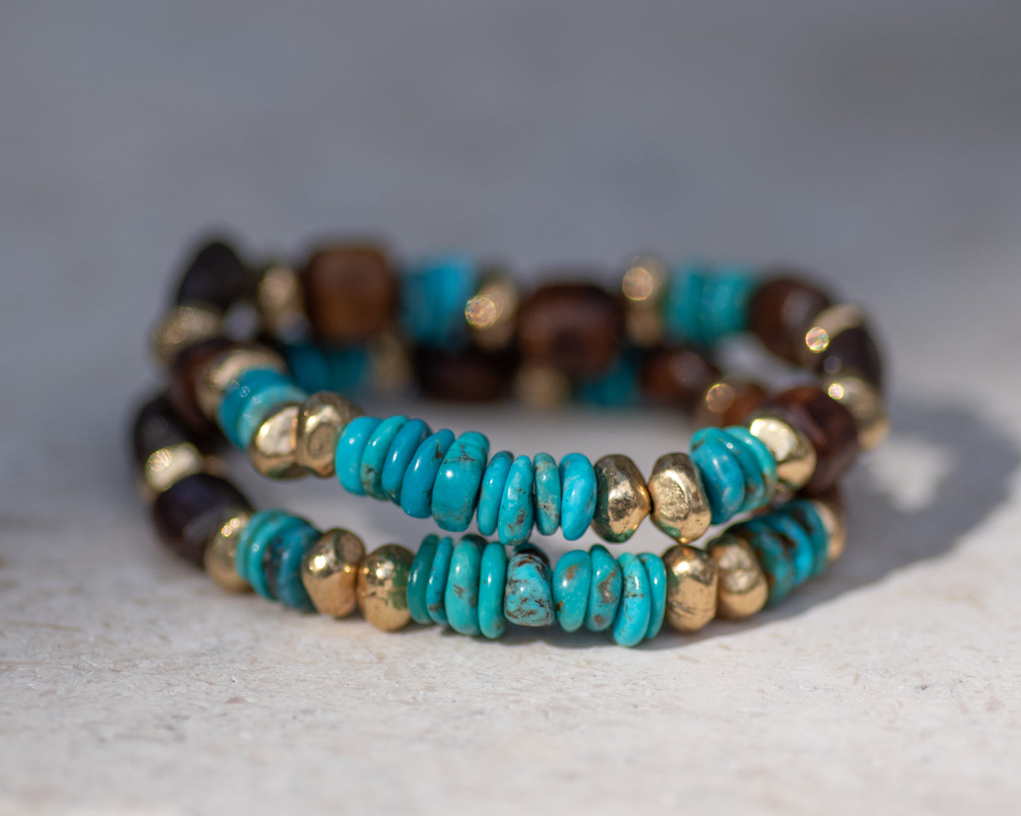 Genuine Turquoise & Bone Beaded Bracelet
