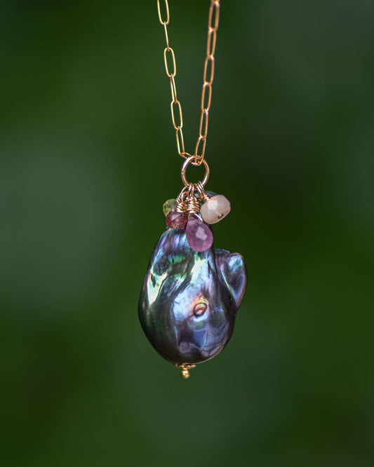 Baroque Peacock Pearl Pendant Necklace Vida Jewelry Designs