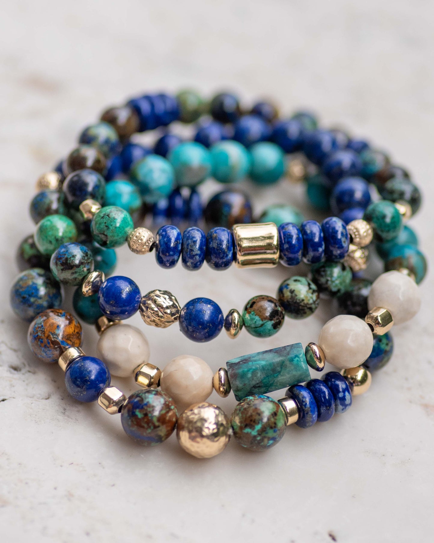 Chrysocolla & Lapis Lazuli 10mm Gemstone Bracelet