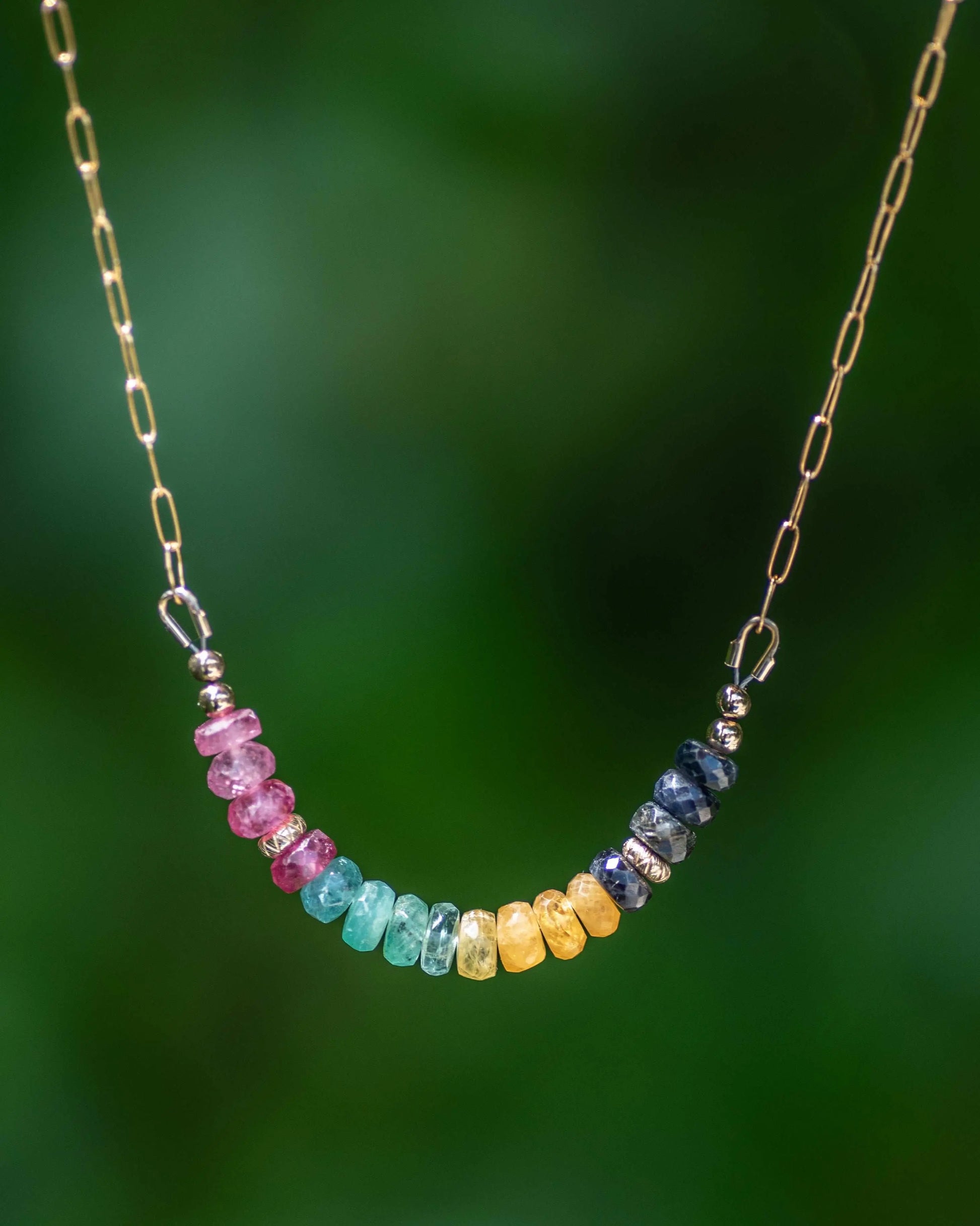 Rainbow Sapphire Beaded Gemstone Bar Vida Jewelry Designs