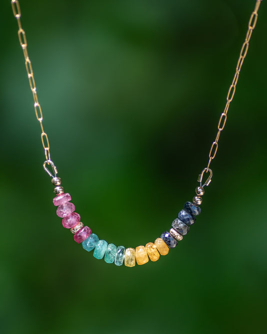 Rainbow Sapphire Beaded Gemstone Bar