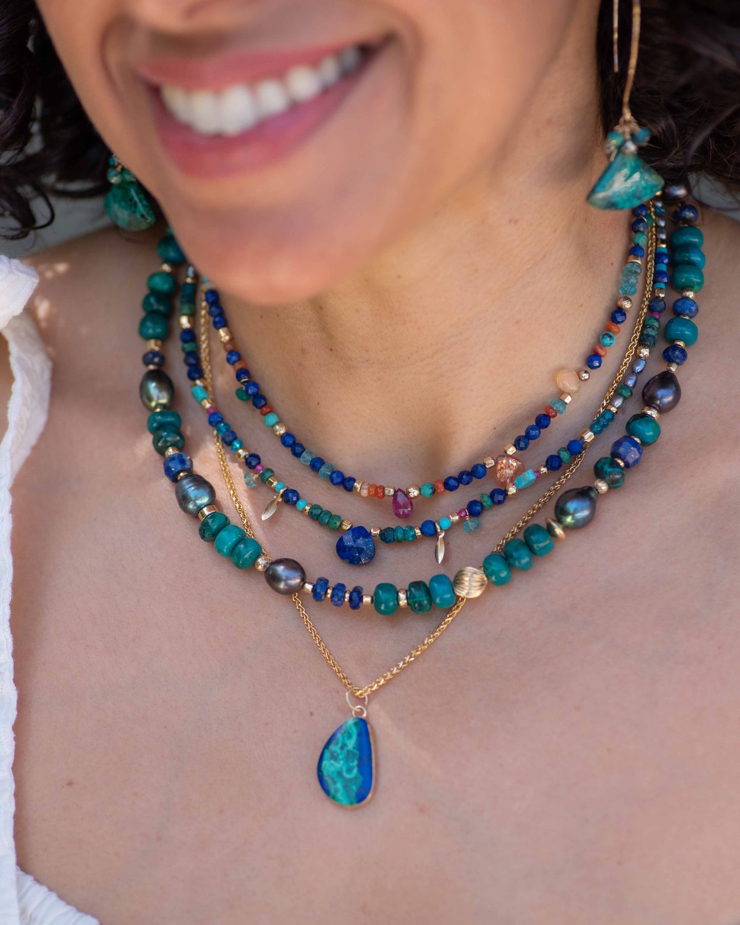 Lapis Lazuli, Chrysocolla & Turquoise Gemstone Necklace