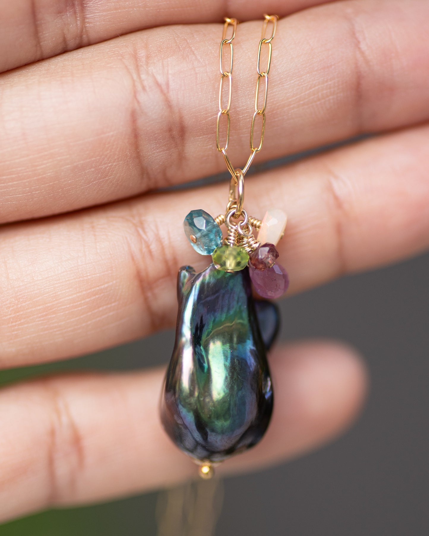 Baroque Peacock Pearl Pendant Necklace Vida Jewelry Designs