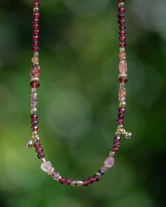 Garnet & Spinel Beaded Gemstone Necklace Vida Jewelry Designs