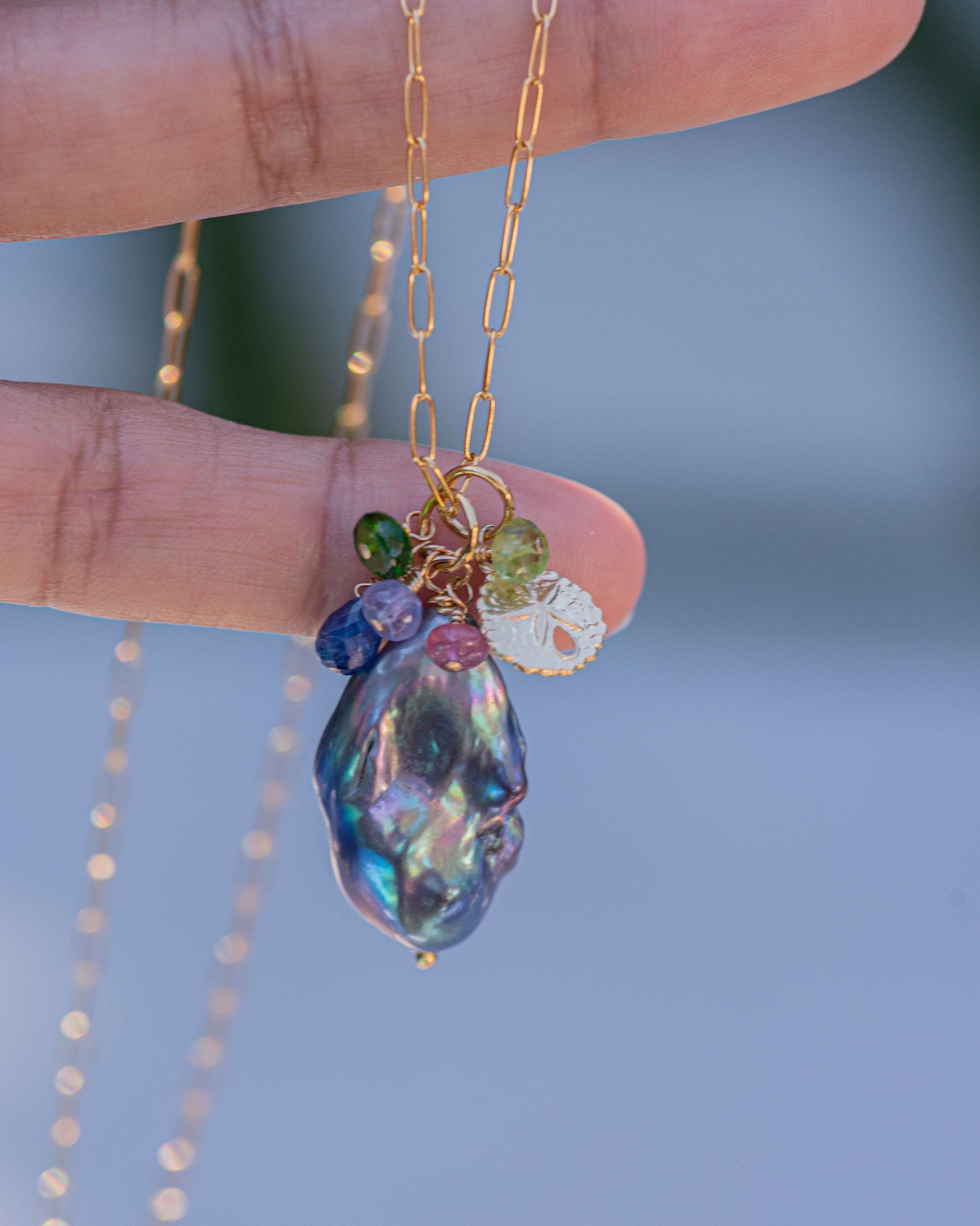 Silver Baroque Peacock Pearl Pendant Necklace Vida Jewelry Designs