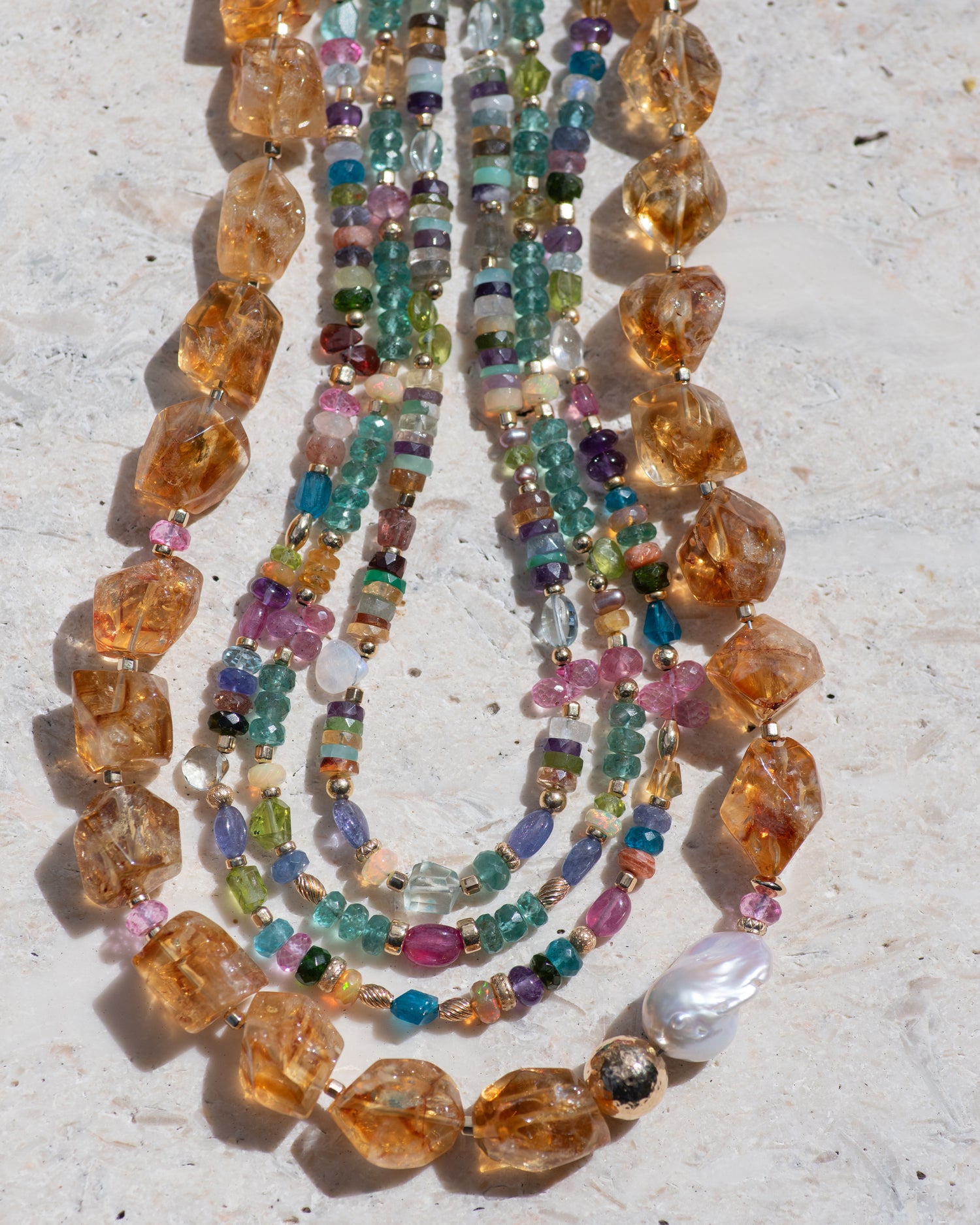 Heshi Multi Gemstone Colorful Necklace Vida Jewelry Designs