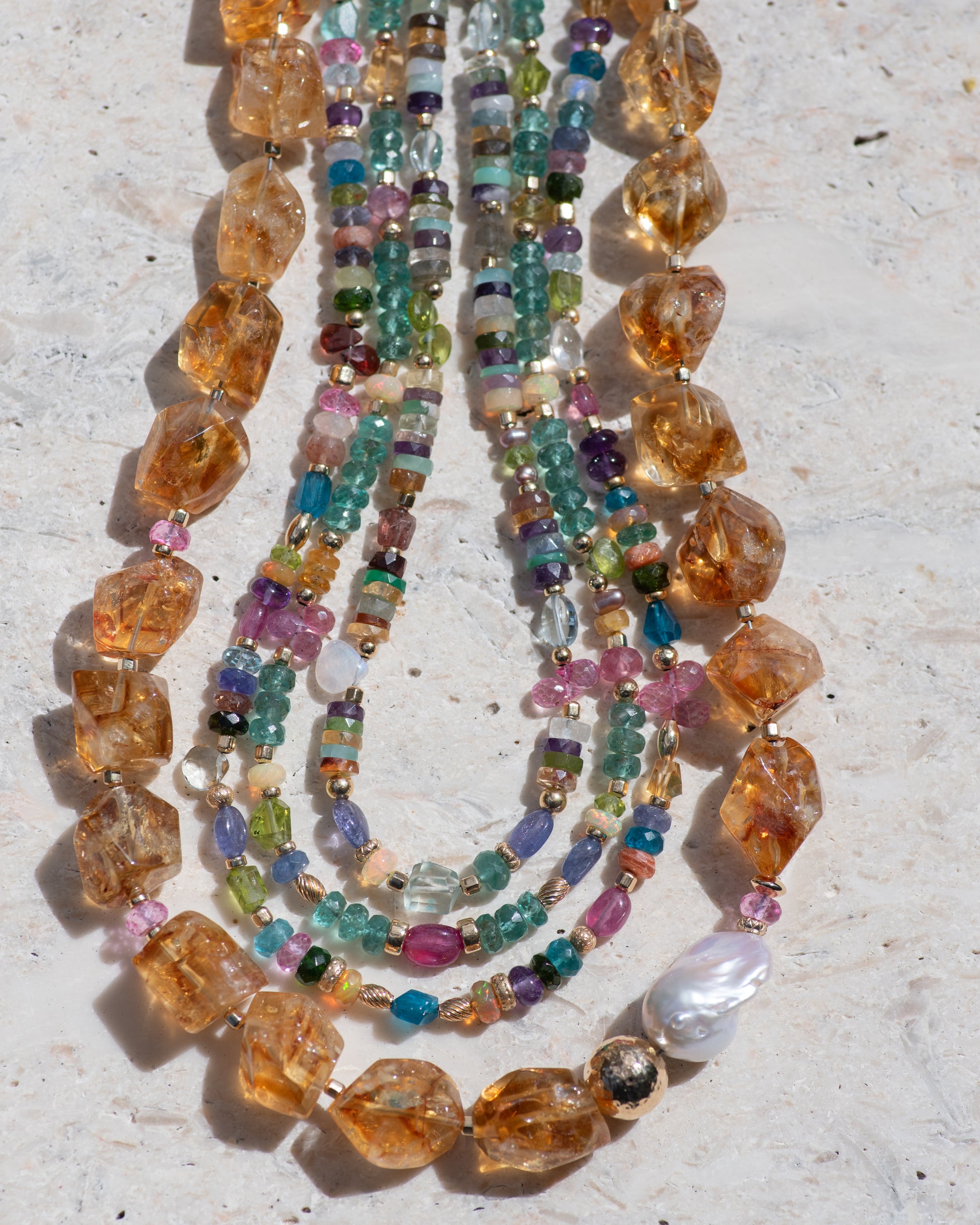 Heshi Multi Gemstone Colorful Necklace Vida Jewelry Designs