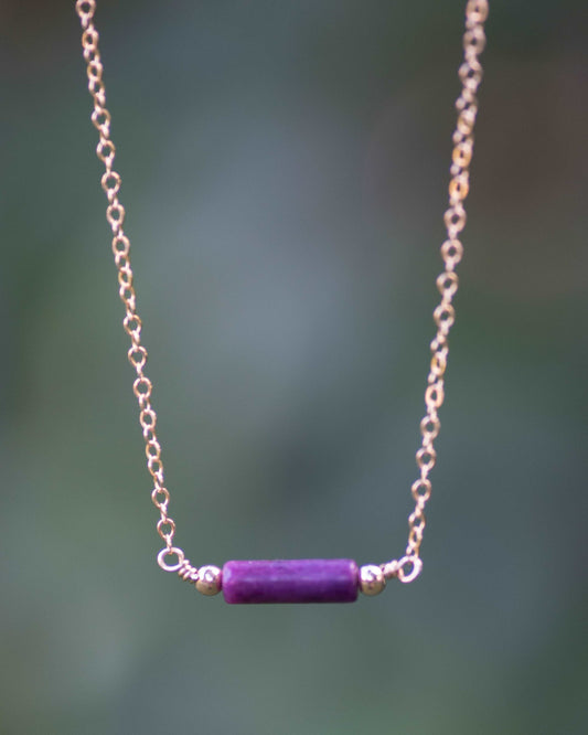 Lepidoloite Gemstone Bar Necklace