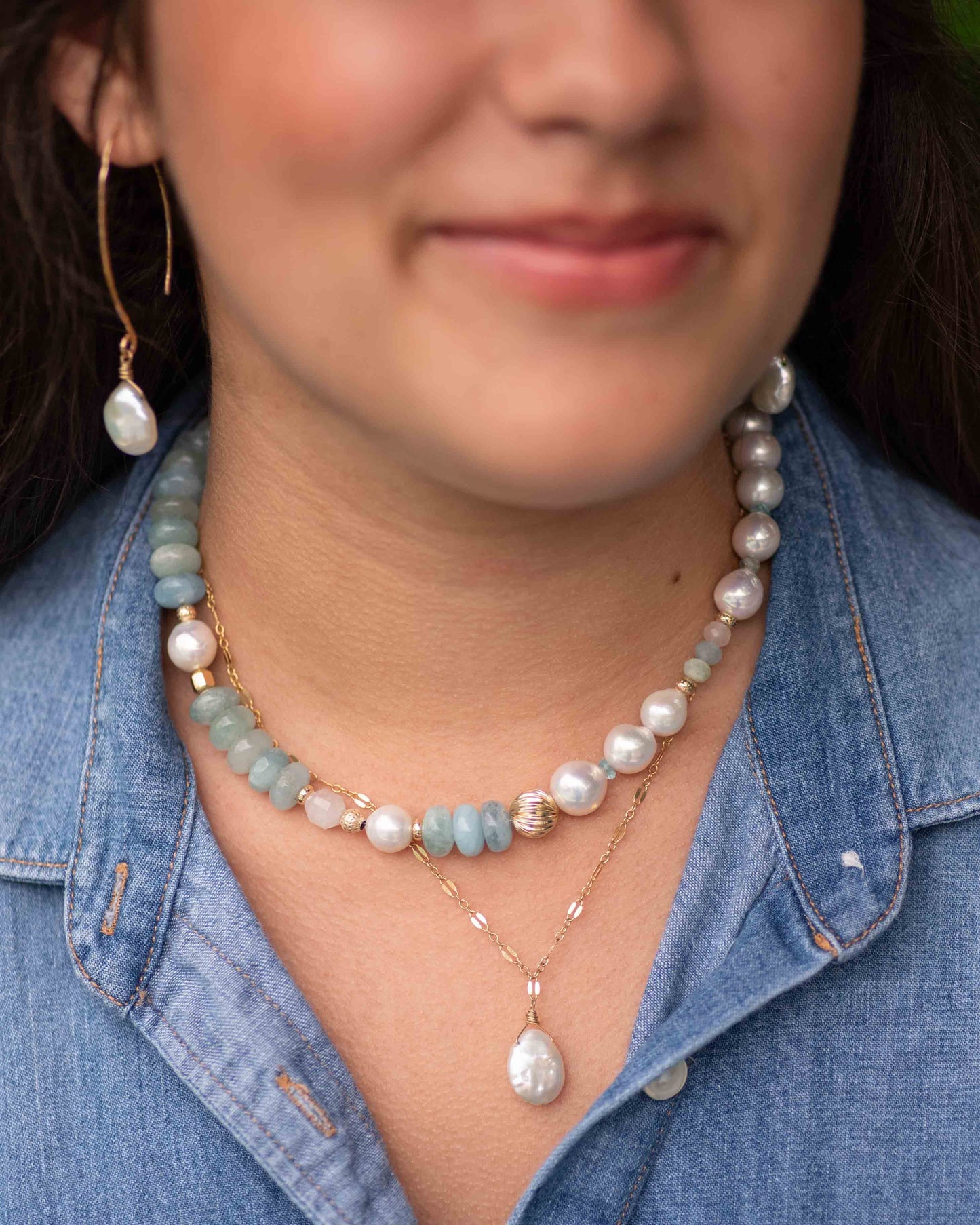 "Patricia" Coin Pearl Pendant Necklace