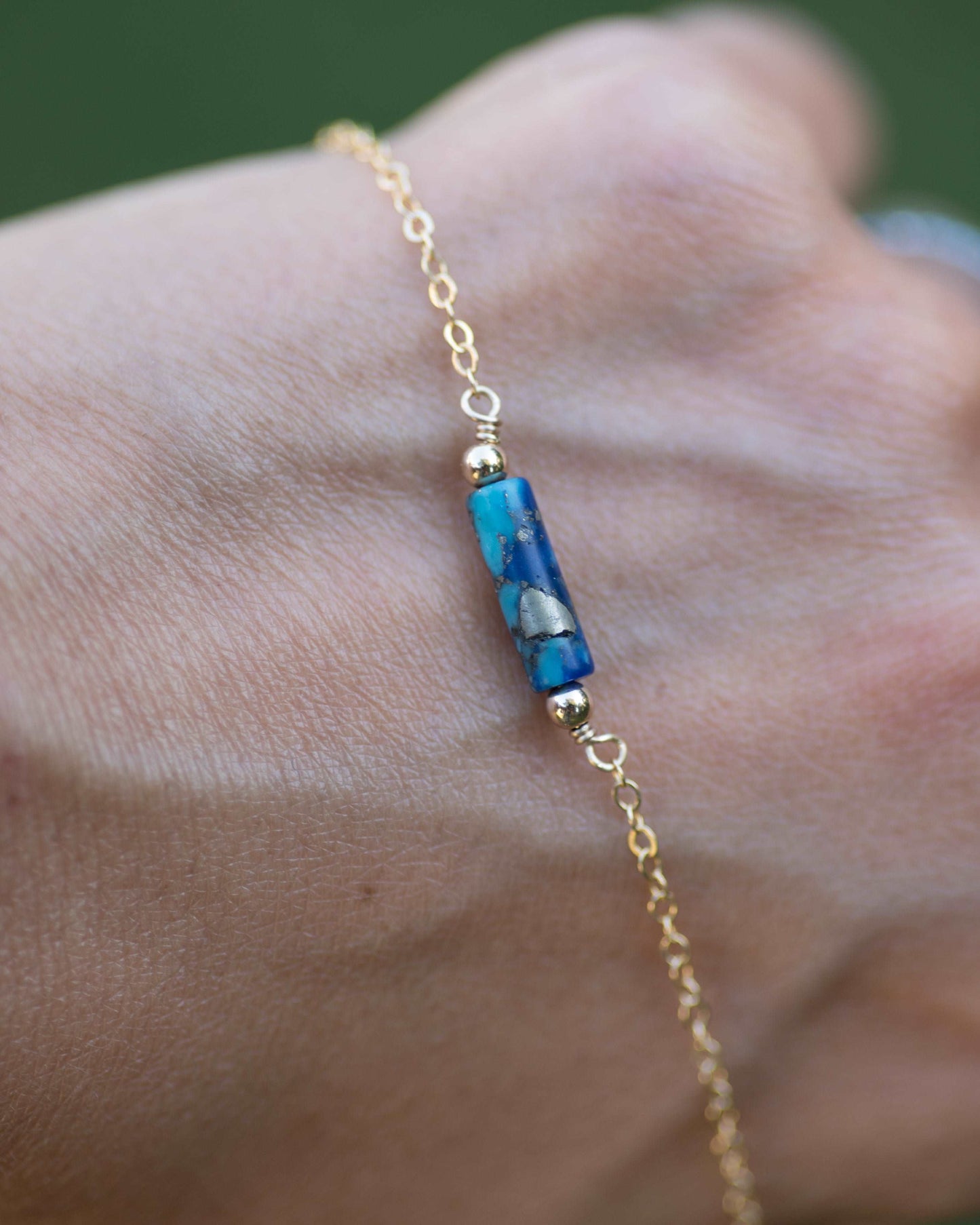 Lapis & Turquoise Gemstone Bar Necklace