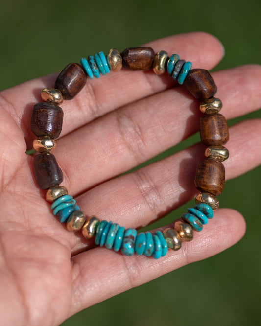 Genuine Turquoise & Bone Beaded Bracelet