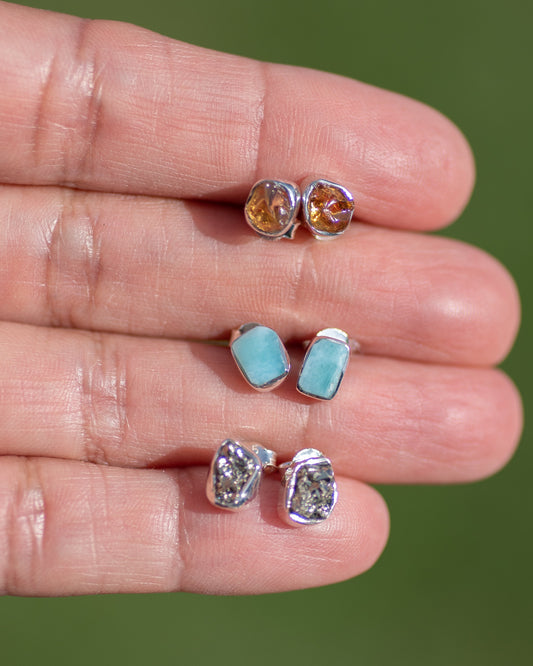 Gemstone Sterling Silver Stud Earrings Vida Jewelry Designs