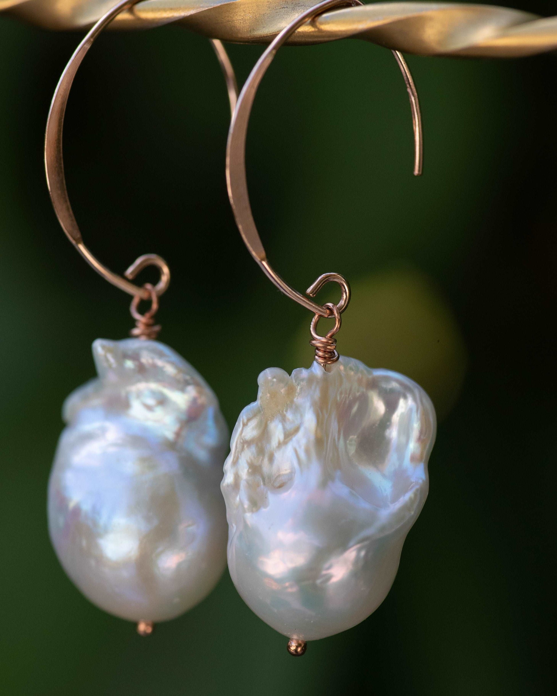 Rose Gold Baroque Pearl Earrings