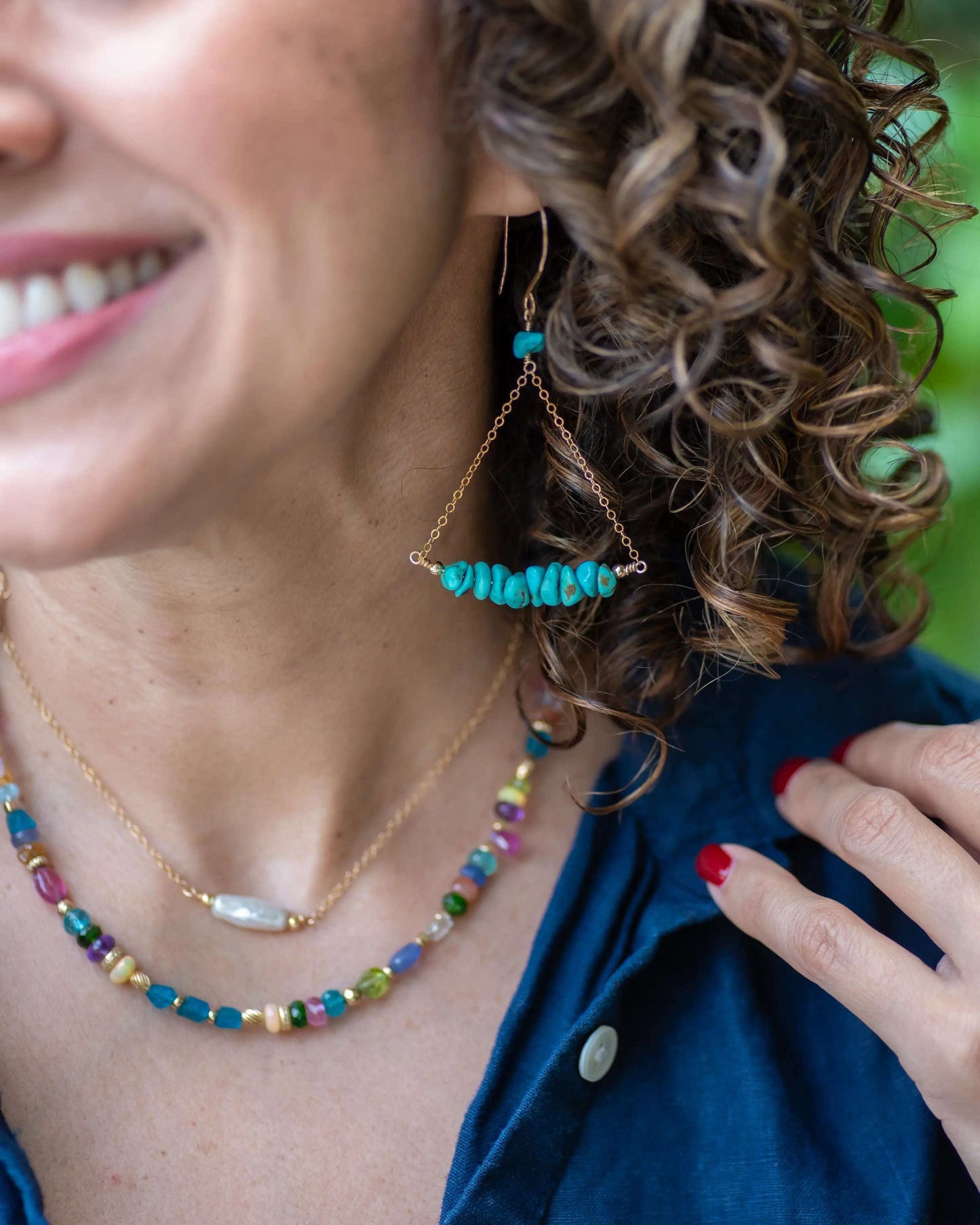 Turquoise Chip Parachute Earrings Vida Jewelry Designs