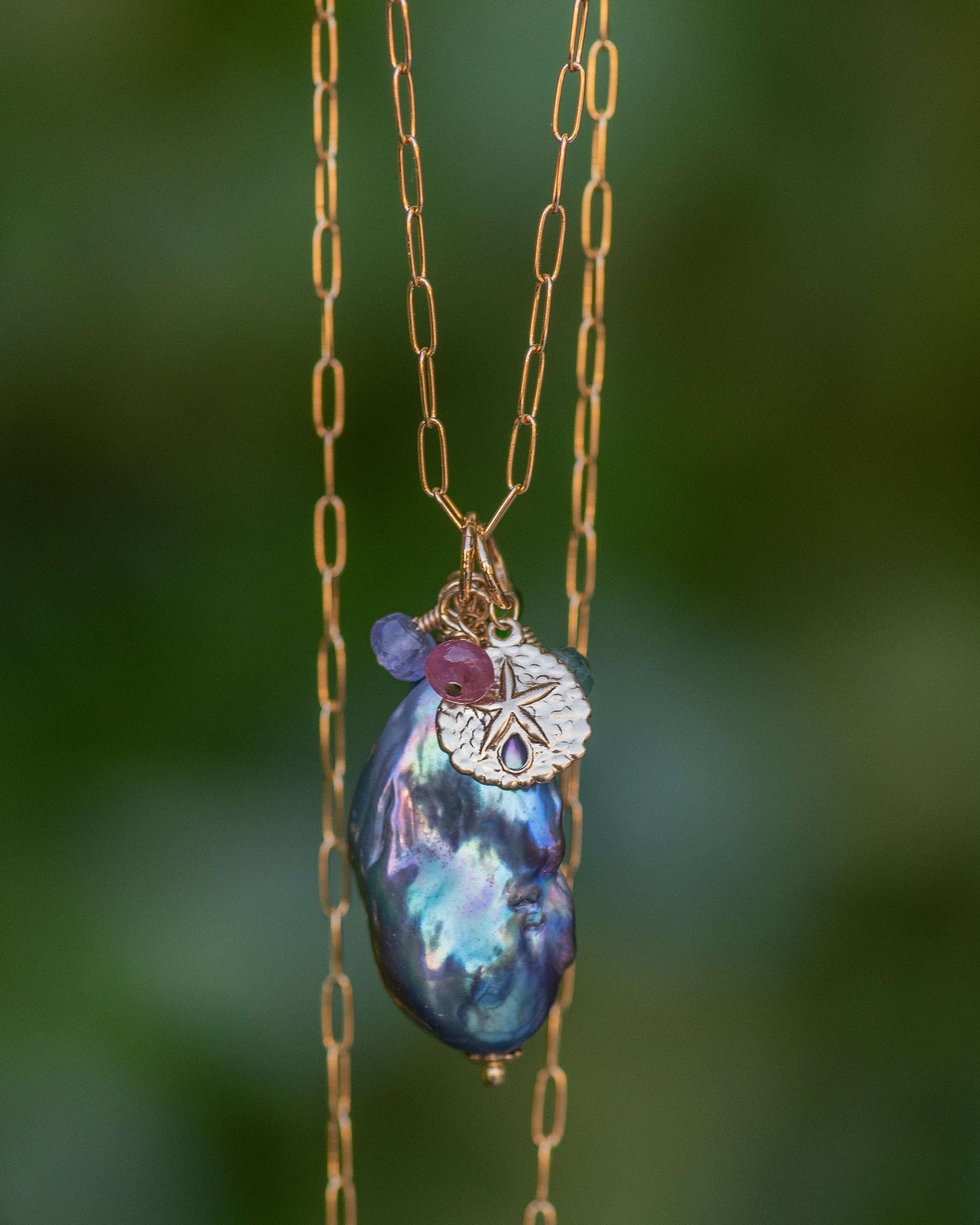 Silver Baroque Peacock Pearl Pendant Necklace Vida Jewelry Designs