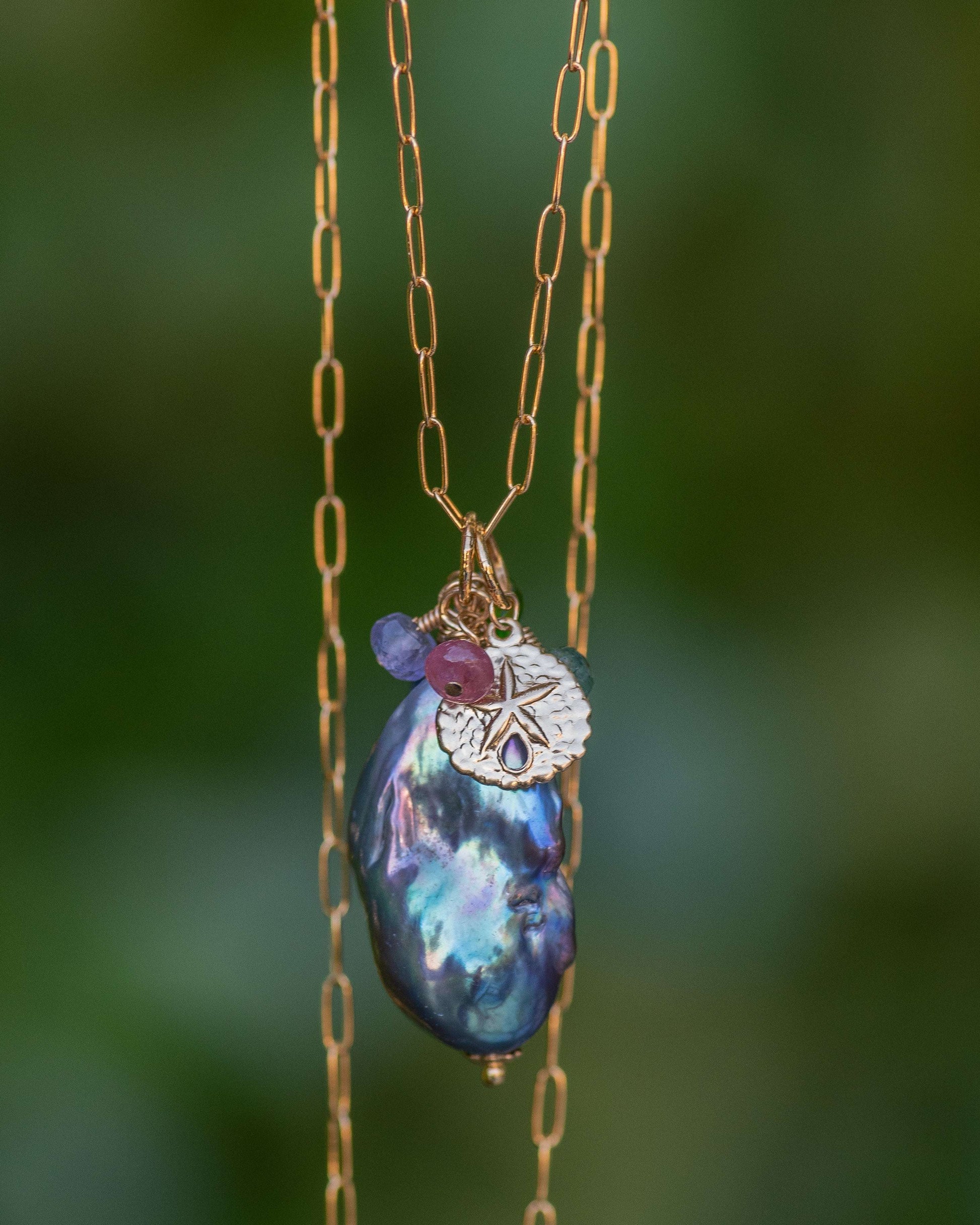 Silver Baroque Peacock Pearl Pendant Necklace Vida Jewelry Designs