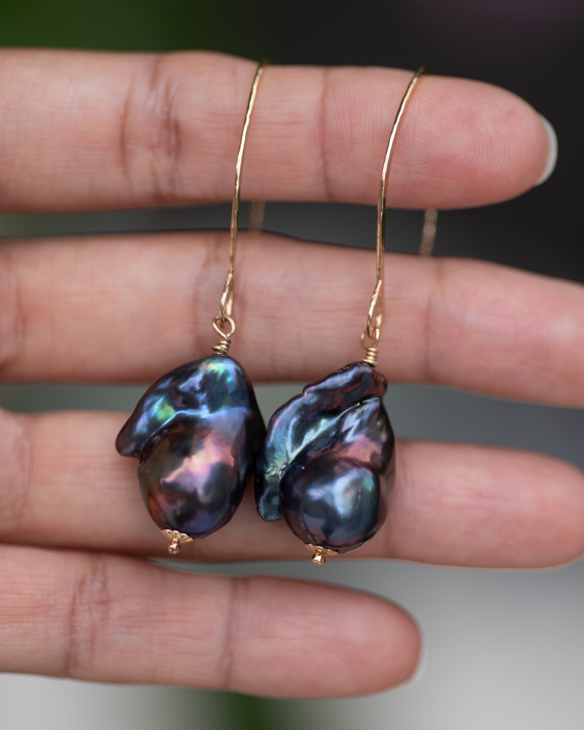 Peacock Pearl Baroque Earrings Vida Jewelry Designs