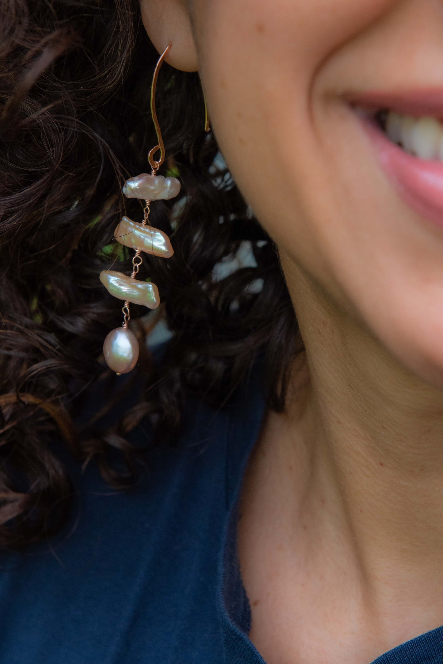 Biwa & Taupe Coin Pearl Earrings