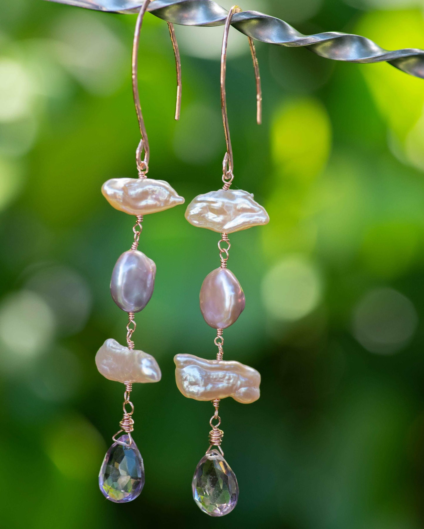 Biwa & Coin Pearl Ametrine Earrings