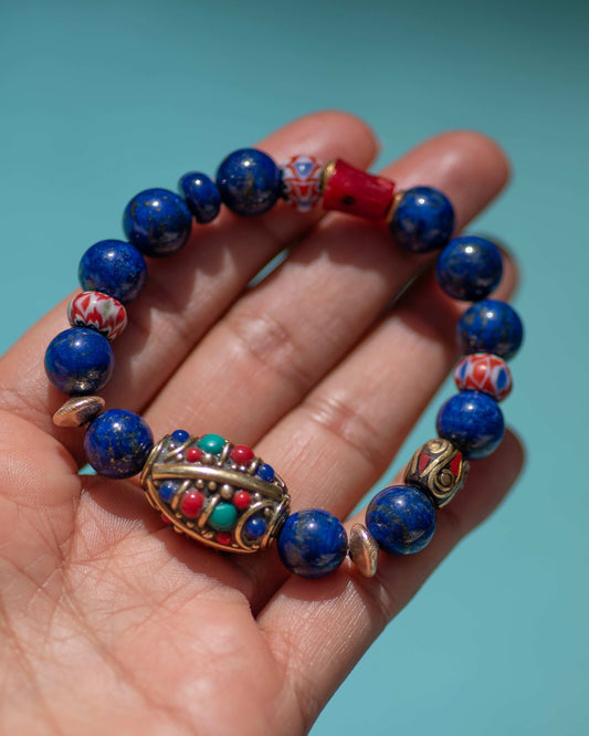 Lapis Lazuli Tibetan Bead Gemstone Bracelet