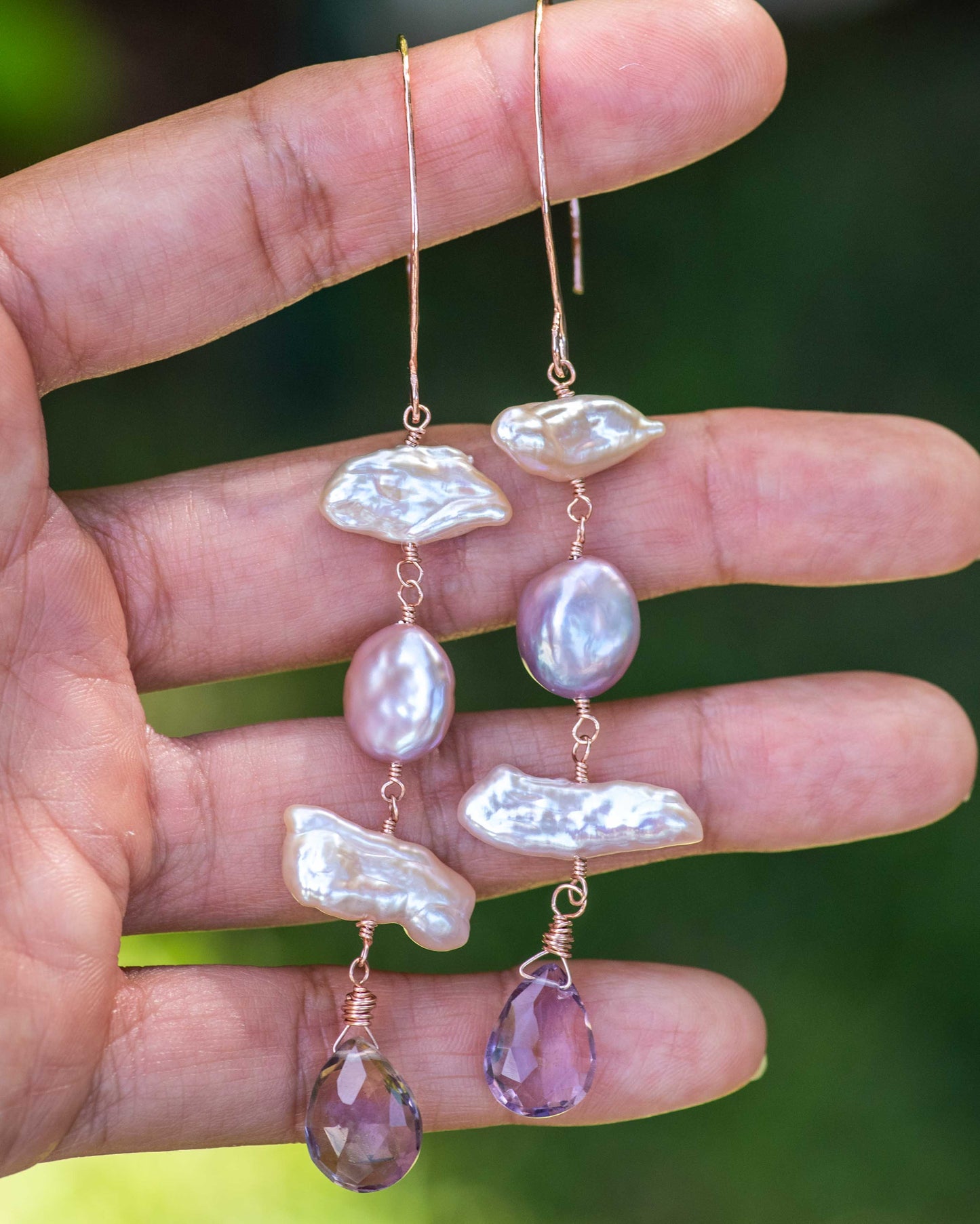 Biwa & Coin Pearl Ametrine Earrings