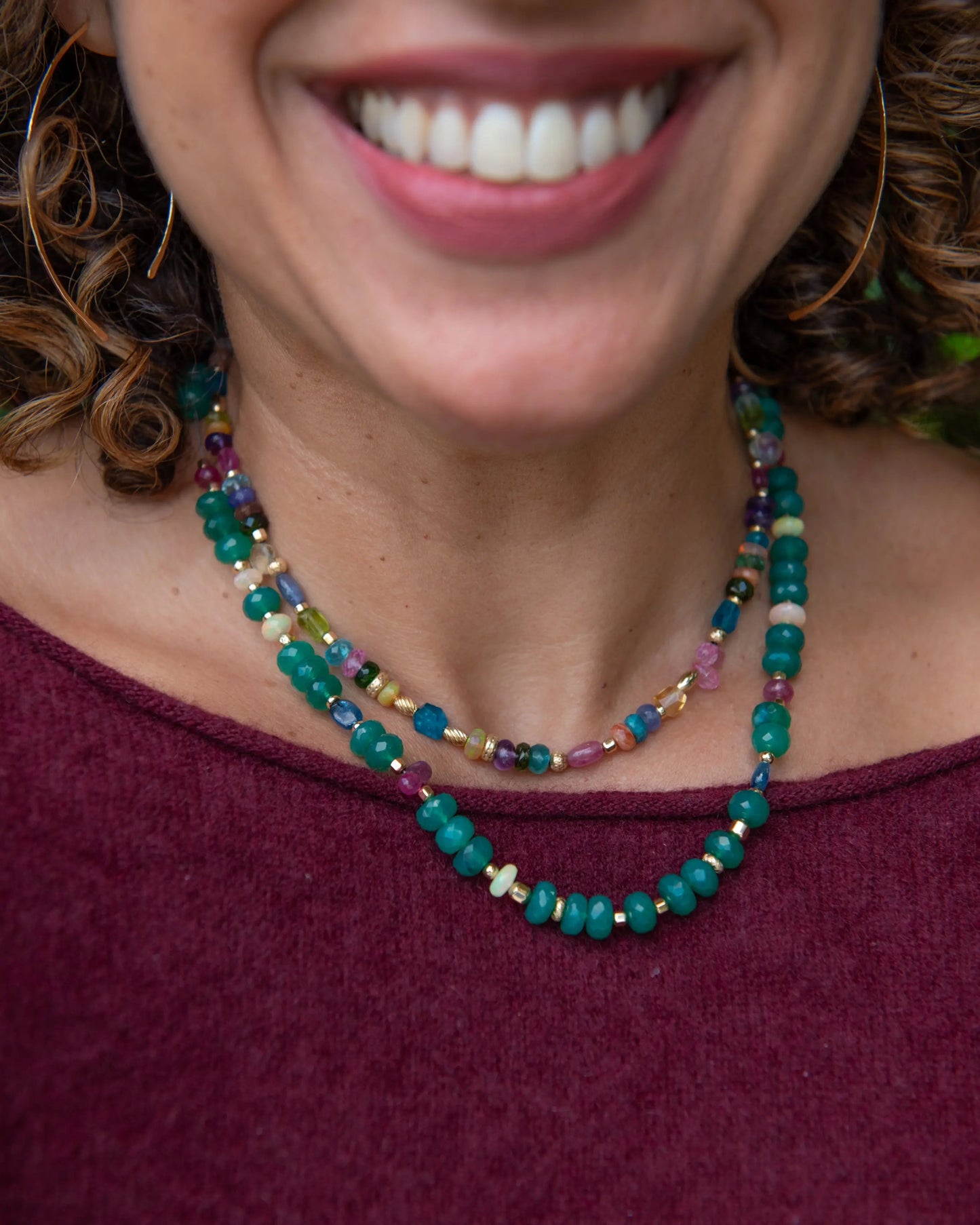 Green Onyx & Opal Beaded Necklace Vida Jewelry Designs