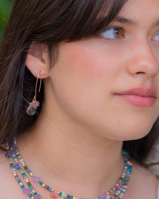 Ametrine Cluster Rose Gold Earrings