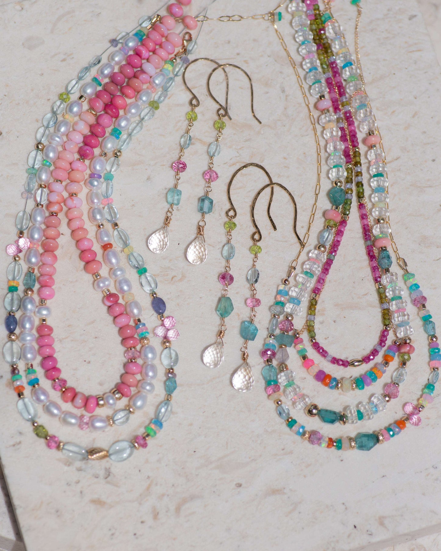 CZ Pink and Green Choker Necklace