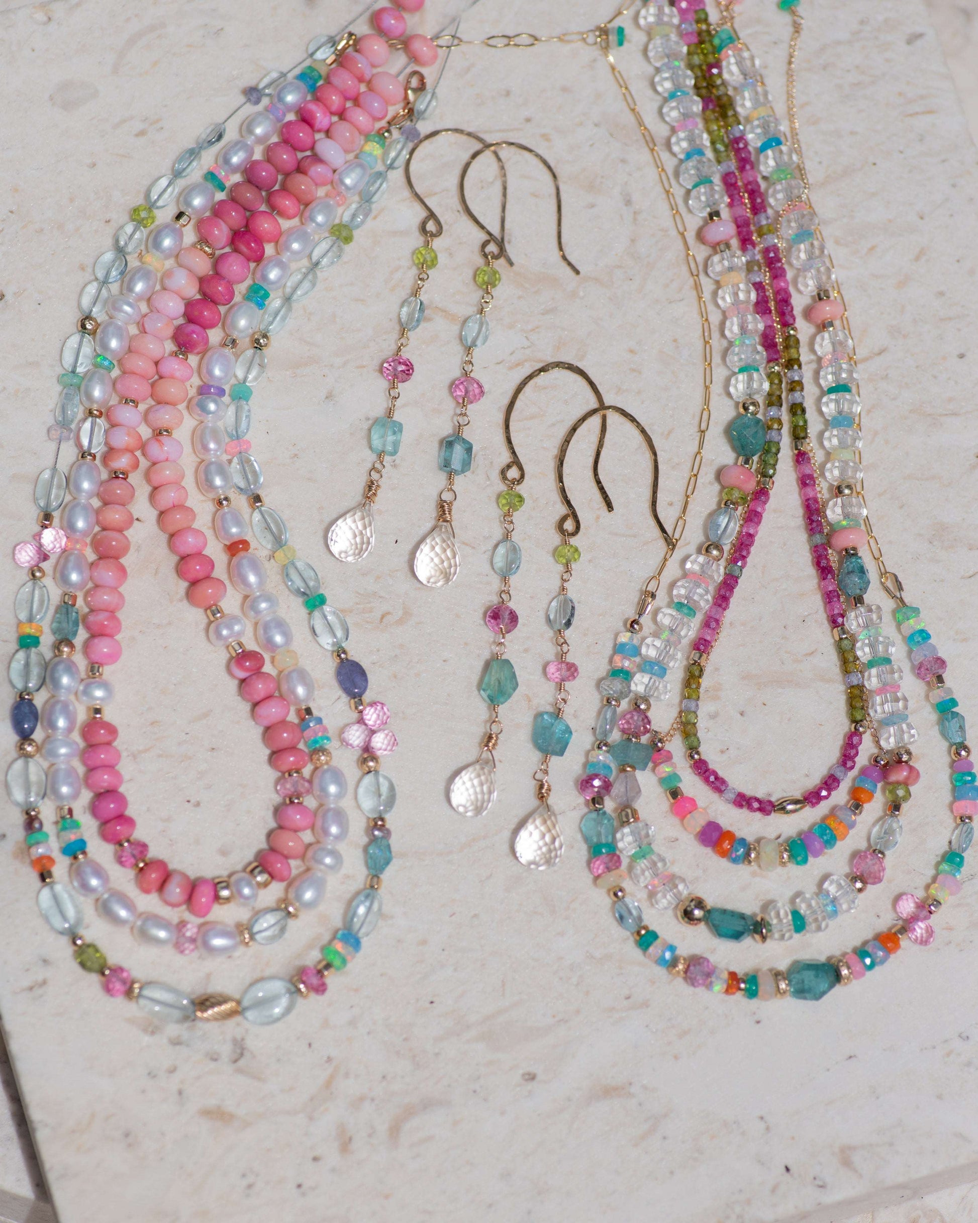 CZ Pink and Green Choker Necklace