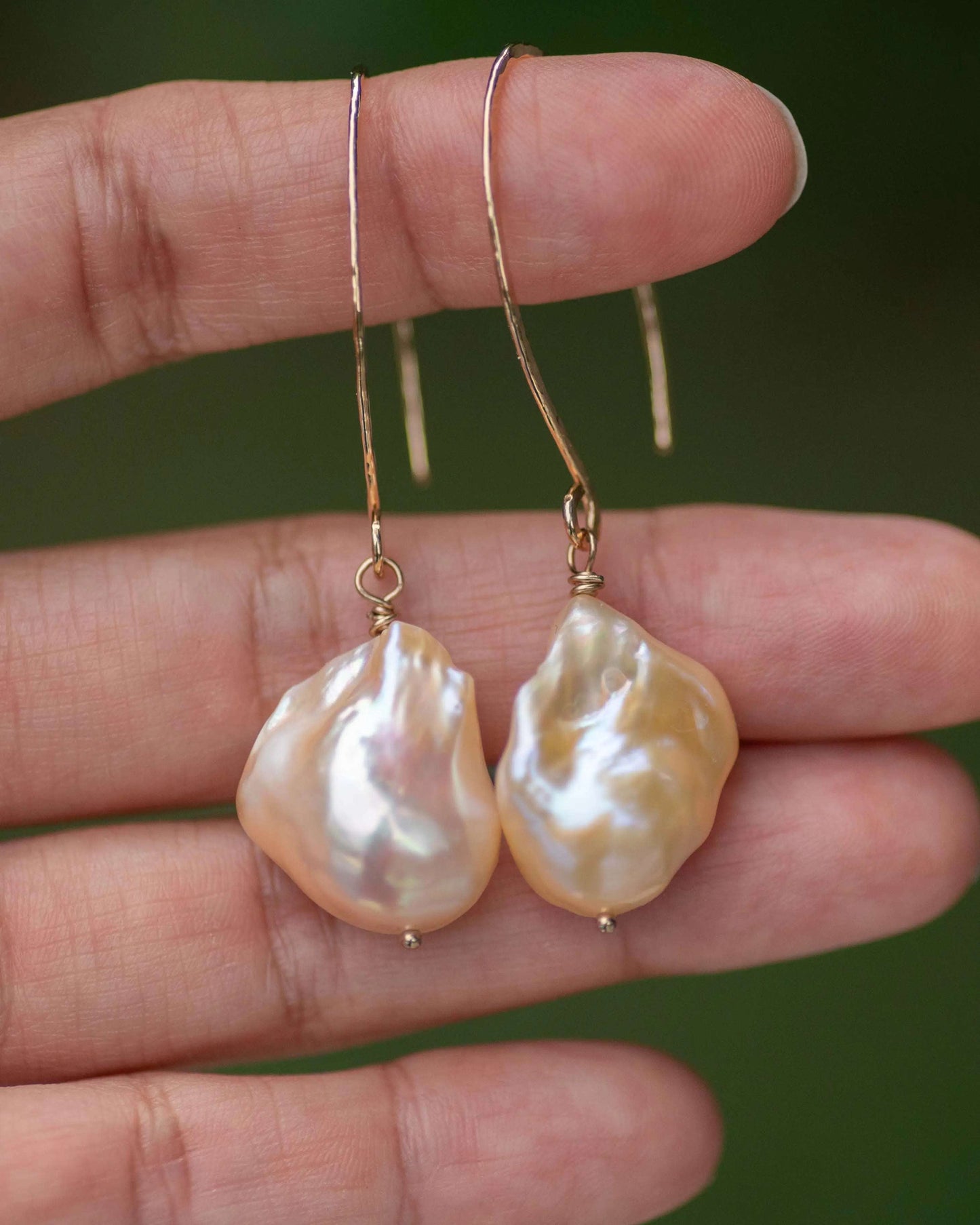 Baroque Pearl Peach Earrings Vida Jewelry Designs