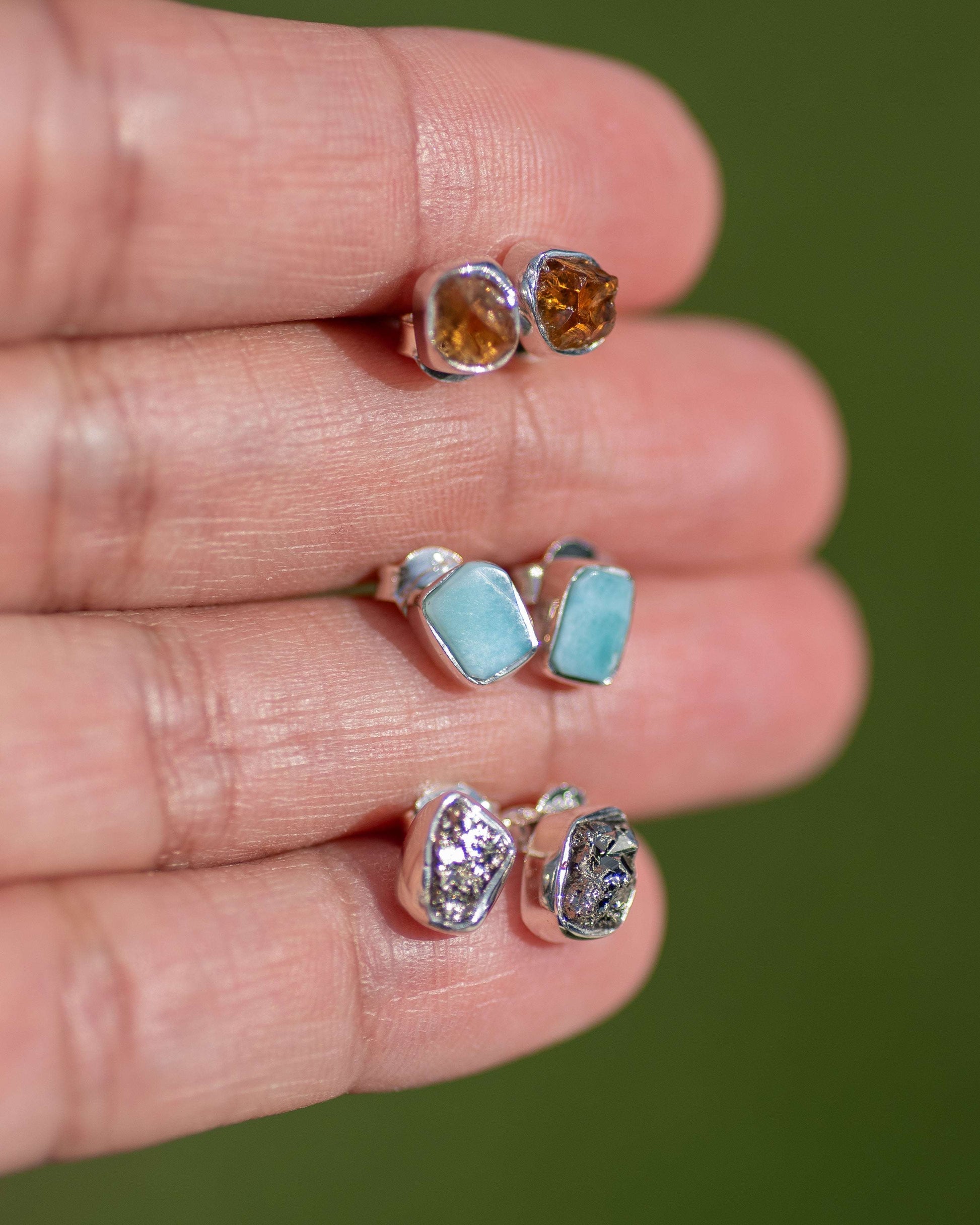 Gemstone Sterling Silver Stud Earrings Vida Jewelry Designs