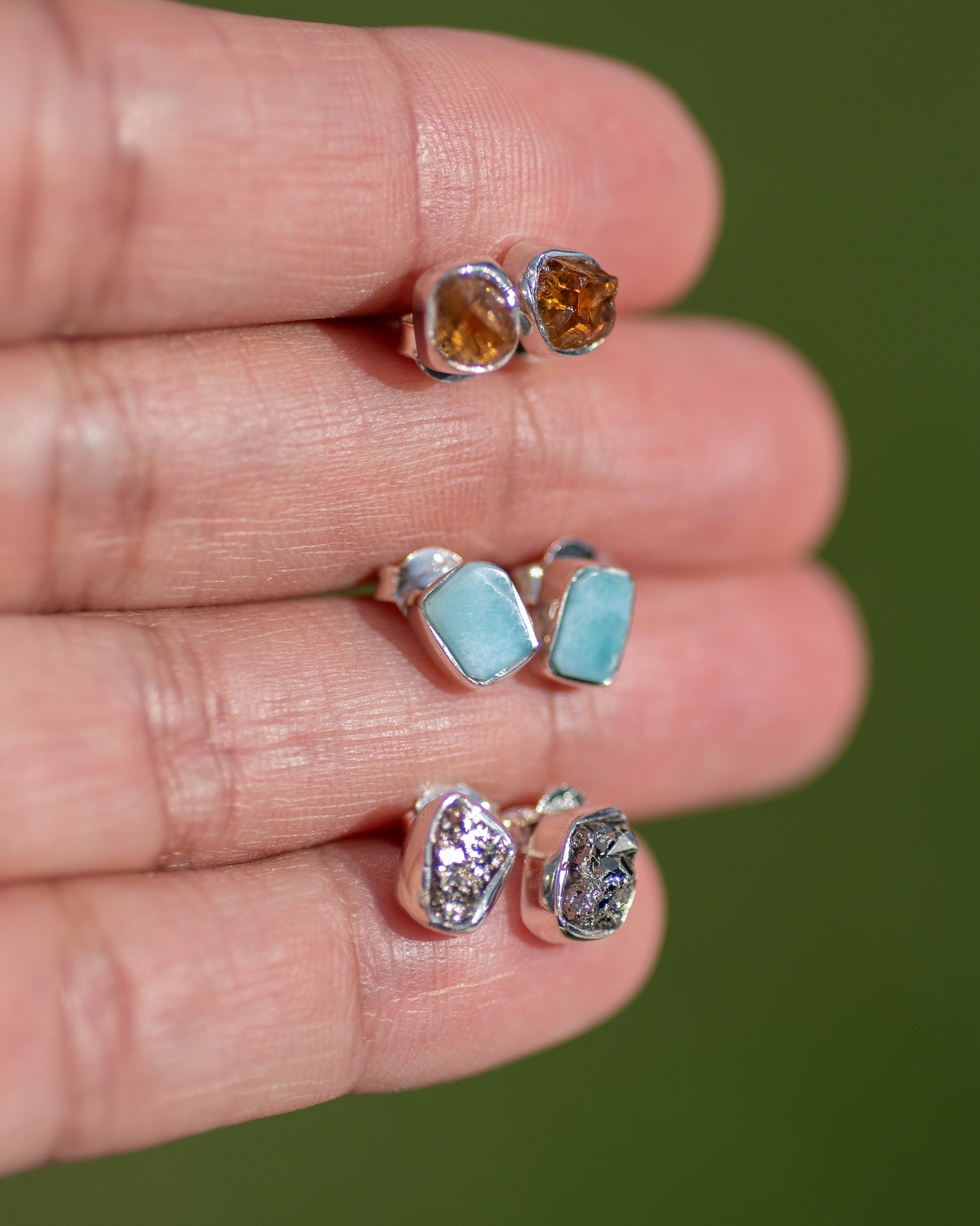 Gemstone Sterling Silver Stud Earrings Vida Jewelry Designs